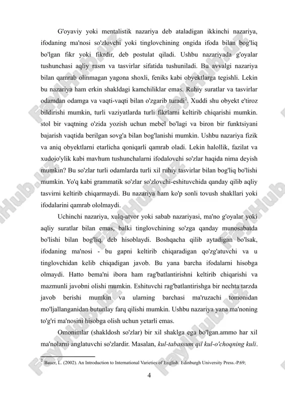 r lug'aviy omonimlar deyiladi. masalan, soch-odamning sochi, soch-ishharakat. 2. grammatik omonimlar - qo'shimchalar orasidagi omonimlikdir. bir xil shaklga ega bo'lgan qo'shimchalar grammatik omonimlar hisoblanadi. ularda quyidagi holatlar kuzatiladi: so'z yasovchi qo'shimchalar shakldoshligi quvonch(ot)-tinch(sifat), so'z yasovchi va lug'aviy shakl yasovchi qo'shimchalar shakldoshligi ruscha sifat yasovchi)- qizcha(kichraytirish-erkalash). lug'aviy shakl yasovchilar o'rtasidagi shakldoshlik: u tarandi(o'zlik nisbat shakli)-nutq soʻzlandı(majhul nisbat shakli) so'z yasovchi va sintaktik shakl yasovchi qo'shimchalar shakldoshligi: siz kimsiz? (sintaktik shakl yasovchi) - suvsiz hayot yo'q(sifat yasovchi). frazeologik omonimlar - iboralar o'rtasidagi omonimlikdir. so'zning shakli bir xil ma'nolari har xil boʻlgan iboralar omonim iboralar deyiladi: masalan: boshga ko'tarmoqhurmat qilmoq. boshga ko'tarmoq-janjal qilmoq. sinonimlar (ma'nodosh so'zlar) shaklan har xil bolsa-da birbiriga yaqin ma'noli so'zlardir. bunda so'zlar har xil ma'noni anglatishiga ko'ra guruhlanadi. sinonimlar faqat bir xil so'z turkumiga mansub bo'ladi: katta, ulug', ulkan, buyuk. sinonimlar til boyligi bo'lib, shaxs va predmetlarning eng nozik ma'no bo'yoqlarini ifodalash uchun xizmat qiladi va gapdagi takrorlarga yo'l …