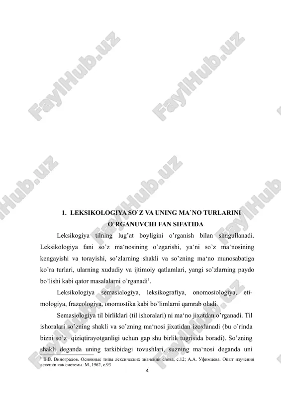 ana shu ma‘nolardan biri yetakchi qilib olinib, uni shaxs yoki narsaga nisbatan xam ishlatiladi. masalan, u odamga nisbatan tulki deyilsa, bu odamning ayyorligi nazarda tutiladi. bu so’zni ko’chma ma‘noda ishlatishdir. so’z ma‘nosining ko’chishi to’rt xil usulda amalga oshadi: =>metafora - ikki narsaning bir-biriga o’xshashligi asosida bir so’z bilan ikkinchisini atash metafora deyilib, so’z ma‘nosini kuchay tirishga xizmat qiladi: kuz - odamning, uzukning, yogochning kuzi. =>metonimiya - narsa va xodisalarning makon yoki zamondagi o’zaro doimiy boglanishi asosida birining nomini boshkasiga ko’chirish metonimiya xodisasi deyiladi: dasturxonga qarang, navoiyni o’qimoq.. , =>sinekdoxa - bu xodisa metonimiyaning tarkibiy qismi bo’lib,unda bir butunlikni anglatuvchi suz orkali, shu butunlikning bir qismi yoki shu qism orqali mazkur qismni o’z ichiga oluvchi bir butunlikni ifodalash tushuniladi: tirnoqqa zor, zal gurillab kulib yubordi. =>vazifadoshlik - bunda predmetlarning qiladigan yaxshi, ya‘ni bajaradigan vazifasi o’xshatiladi: qanot - qushning qanoti, samolyotning qanoti 4. so’zlar bir yoki birdan ortiq, ma‘noga ega bo’lishi mumkin. …