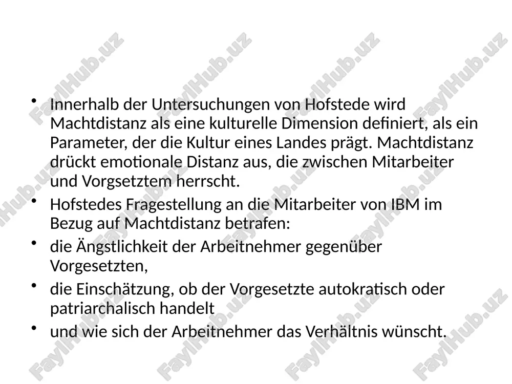 römisches reich) ist eine wesentlich höhere machtdistanz auszumachen als in ländern mit germanischer sprache, die zur zeit der römer barbarisch geblieben sind. machdistanz ist also klares kulturerbe. was denken sie? wie ist die machtdistanzindex in usbekistan? wie war die machtdistanzindex in der geschichte? image1.png image2.png /docprops/thumbnail.jpeg