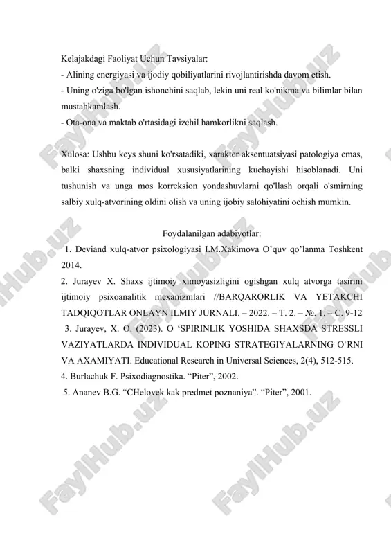o'smirlik davridagi gipertim xarakter aksentuatsiyasi - "ali" ismli o'quvchi misolida - Page 4