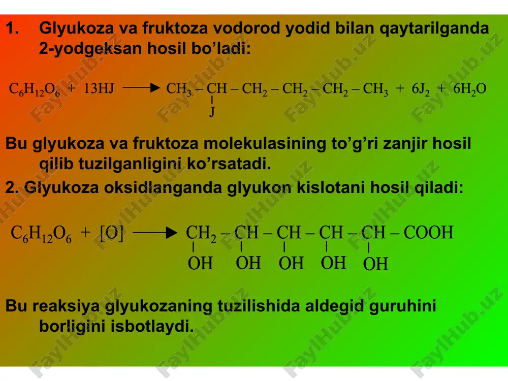 mahsulot sifatida ishlatilayotgan fermentning turiga qarab etil spirti, atseton, glitserin va boshqa mahsulotlar hosil ulishi mumkin: monosaharidlar oziq-ovqat sanoatida ahamiyatga ega. etiborindiz uchun raxmat image3.wmf image4.wmf image5.wmf image6.wmf image7.wmf image8.wmf image9.wmf image10.wmf image11.wmf image12.wmf image13.wmf image14.wmf image15.wmf image16.wmf image17.wmf image18.wmf image19.wmf image20.wmf image21.wmf image22.wmf image23.wmf image24.wmf image1.jpeg image2.jpeg c 6 h 12 o 6 + 13hj ch 3 – ch – ch 2 – ch 2 – ch 2 – ch 3 + 6j 2 + 6h 2 o j c 6 h 12 o 6 + 13hj ch 3 – ch – ch 2 – ch 2 – ch 2 – ch 3 + 6j 2 + 6h 2 o j c 6 h 12 o 6 + [o] ch 2 – ch – ch – ch – ch – cooh oh oh oh oh oh c 6 h 12 o 6 + [o] ch 2 – ch – …