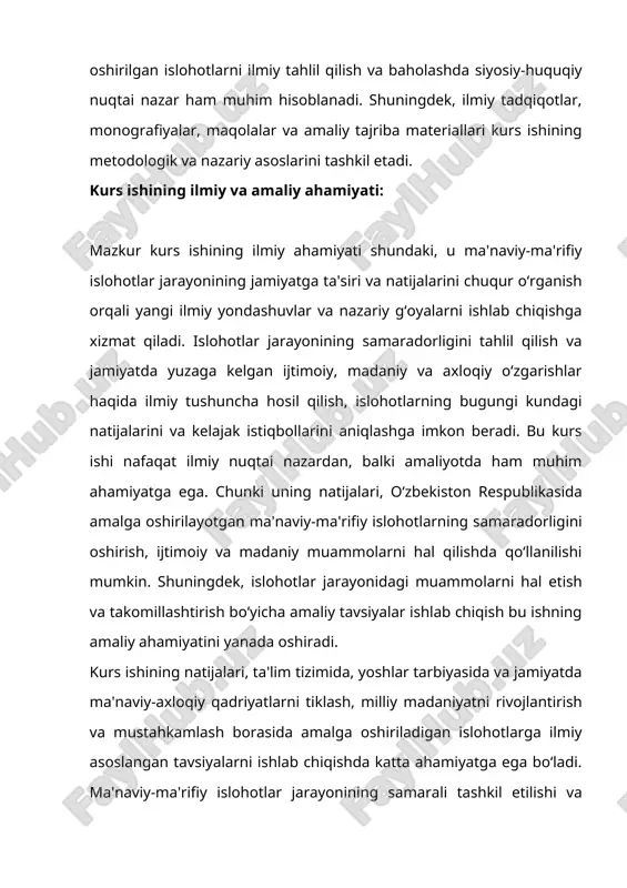 vojlanishi, insoniyat hayotining farovonlashuvi ortgani sayin jamiyatlar o‘rtasidagi ziddiyatlar ham ortib bormoqda. umuman bugungi kunda insonni doimiy ravishda o‘ylantirib kelayotgan narsalar, jumboqli hodisalar, yechimini kutayotgan muammolar son-sanoqsiz. ammo, shularning ichida eng muhimi va qolgan barcha muammolarni hal etishga turtki bo‘lishi mumkin bo‘lgan hodisa – ma’naviyat targ‘iboti masalasidir. ma’naviyat qanchalik buyuk hodisa bo‘lmasin uni targ‘ibotsiz o‘zo‘zidan insoniyat ongiga singdirib bo‘lmaydi. tom ma’nodagi ma’naviy yuksalishga targ‘ibot jarayonisiz erishib bo‘lmaydi. zero, ma’naviyat biz erishishimiz lozim bo‘lgan cho‘qqining asosiy manzilga yetaklovchi yo‘lidir. shuning uchun ham o‘zbekiston respublikasi prezidenti shavkat mirziyoyev, “biz uchun ma’naviyat – insonlar o‘rtasidagi o‘zaro ishonch, hurmat va e’tibor, xalq va davlat kelajagini birgalikda qurish yo‘lidagi ezgu intilishlar, ibratli fazilatlar majmuasidir. boshqacha aytganda, ma’naviyat – jamiyatdagi barcha siyosiy ijtimoiy munosabatlarning mazmuni va sifatini belgilaydigan poydevordir. bu poydevor qancha mustahkam bo‘lsa, xalq ham, davlat ham shuncha kuchli bo‘ladi” 2 – deb ta’kidlaydi. binobarin, ma’naviy jarayonlar rivoji jamiyat hayotida quyidagilarni amalga oshirishning asosiy omili …
