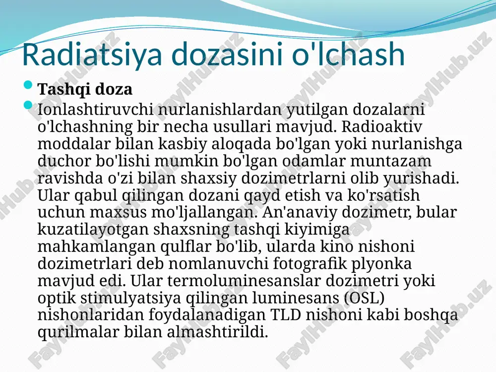 yutilgan nurlar energiyasini dozometrik baholash - Page 4