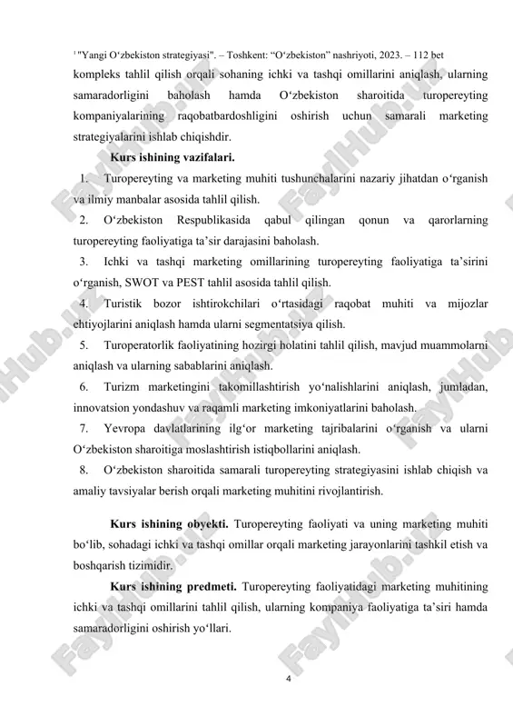 lardan kelib chiqqan holda har bir turoperatorning vazifasi kelajakdagi sayohat tadbirini rejalashtirish, vaqtga uygʻunlashtirish, xizmat arzlariga munosib ravishda jadval asosida sayyohlarga sifatli xizmat turini tashkil etishdir. aniq rejalashtirilgan ayyohlik tadbiri hech qachon kamchiliklar yoʻi qoʻyilmaydigan xizmat turiga ehtiyoj sezadi. sayyohlik xizmatlarini obdon rejalashtirish malakali va tajribali turoperatorlarni samarali mehnati tufayli erishiladi. turizm xizmat bozorida turoperator bir qancha funksiyalarni bujaradi. jumladan, narxni shakllantirish funksiyasi turoperatorlar uchun muhim ahamiyatga egadir. har bir turoperatorning imkoniyati narxni shakllanishiga koʻra bir xil emas. u oʻz obyektiv va subyektiv omillariga ega. eng avvalo, bu turoperator ishining hajmiga bogʻ liq. doimiy ravishda turistlarni kutib olish, kuzatish xizmatlari, oʻz navbatida xususiy charter reyslarini tashkil etishni taqozo etadi, bunday holat esa pirovardida dam olish markazlarida xususiy vakilliklarini ochish, mehmonxona korxonalariga oʻz ta'sirini oʻtkazishga olib keladi. ta'kid etilgan omillar turistik xizmatlarni narxiga bevosita ta'sir etadi. oʻz-oʻzidan ma'lumki, yirik turistik operatorlar har qanday sharoitda ham turizm bozorida _____________________________ 2 kuskov a.s., …