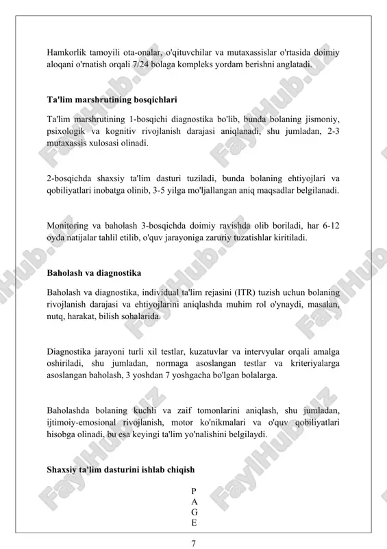 onitoring o'quv jarayonining borishini muntazam kuzatishni o'z ichiga oladi, masalan, har chorakda o'quvchining individual ta'lim rejasining (itr) bajarilish darajasini baholash. baholash o'quvchining erishgan natijalarini o'lchash va baholashni anglatadi, shu jumladan, test natijalari, loyihalar, portfoliolar va itrdagi maqsadlarga erishish darajasi kabi 360 graduslik baholashlar. monitoring va baholash jarayonlari o'qituvchilarga, ota-onalarga va itr guruhiga o'quvchini qo'llab-quvvatlash strategiyalarini to'g'rilash imkoniyatini beradi, natijada o'quvchi muvaffaqiyatga erishish ehtimoli ortadi. muammolar va ularni hal qilish yo'llari ta'lim yo'nalishidagi asosiy muammo - bu 70% bolalarning individual ehtiyojlarini qondirish uchun yetarli moslashuvchan resurslarning (masalan, o'qituvchilar soni) yo'qligi. inkluziv ta'limni amalga oshirishdagi to'siqlardan biri 35% pedagog xodimlarning maxsus ta'lim sohasidagi malakasining pastligi, bu esa malaka oshirishni talab etadi. ota-onalarning 40% i farzandlari uchun moslashtirilgan o'quv dasturlarini olishda qiyinchiliklarga duch kelishadi, bu esa individual ta'lim rejasini (itp) ishlab chiqish zarurligini ko'rsatadi. muvaffaqiyatli tajribalar "muvaffaqiyatli tajribalar" inkluziv ta'limga yo'naltirilgan. u, 2017-yildan beri, o'quvchilarga moslashuvchan o'quv dasturlari va individual yordam strategiyalarini taklif …