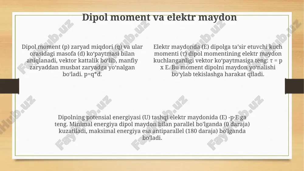 dipollarga tashqi elektr maydonining ta'siri - Page 4