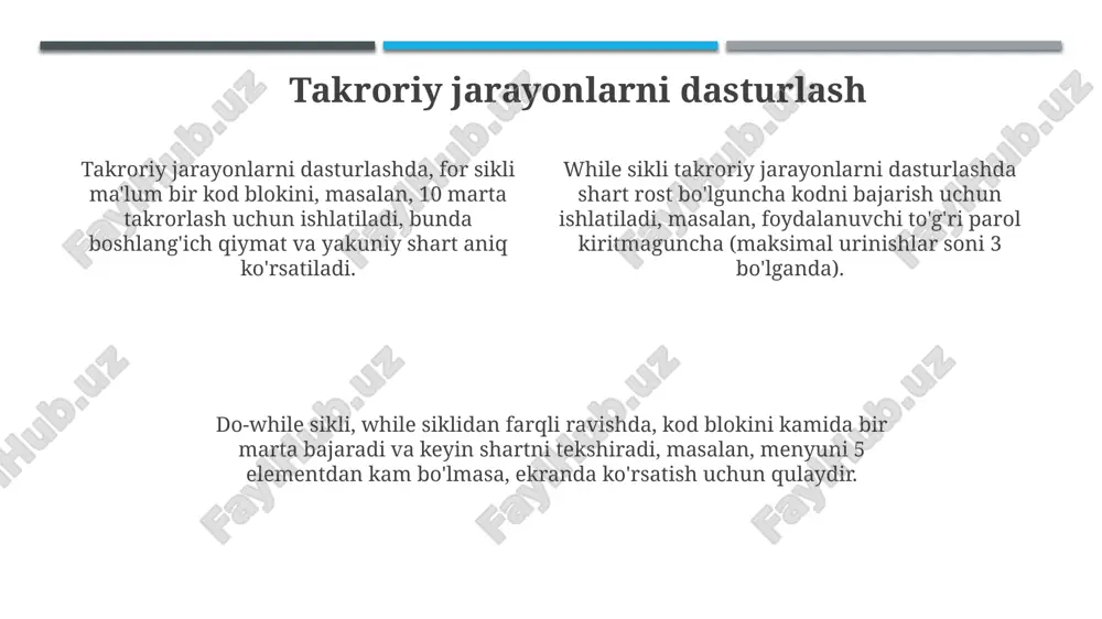 takrorlanuvchi jarayonlarni tashkil etish(algoritm va dastur) - Page 4