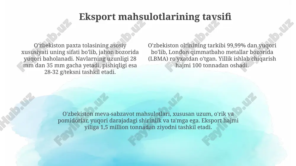o‘zbekistonning eksporti va uning tavsifi. - Page 4