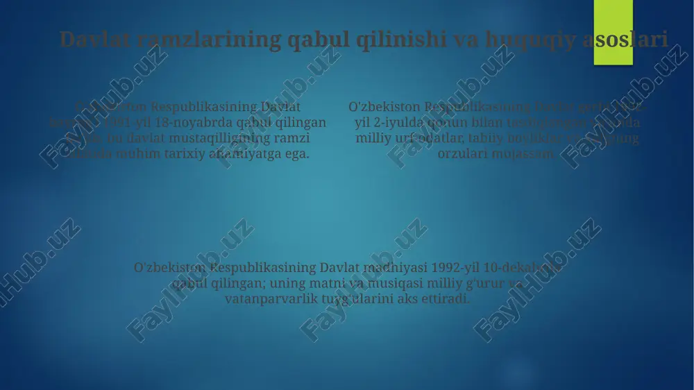 o'zbekiston respublikasi davlat ramzlari: umumiy ma'lumot - Page 4