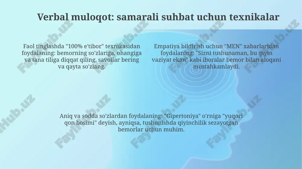 patsient bilan verbal va novebeal muloqot koʻnikmalari - Page 4