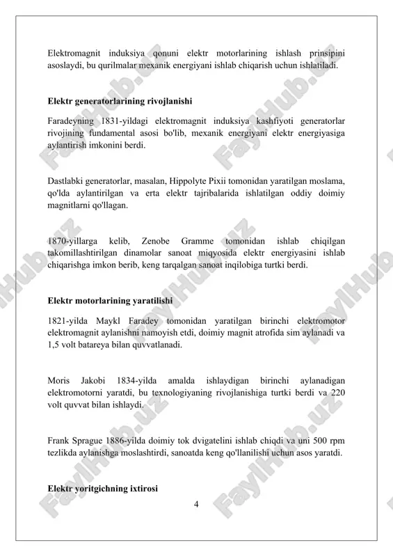 irish uchun standartlashtirilgan. elektr energiyasini ommaviy qo'llanishi 1920-yillarda elektr jihozlari, masalan, muzlatgichlar va kir yuvish mashinalari paydo bo'lishi bilan uy xo'jaliklarida elektr energiyasidan foydalanish sezilarli darajada oshdi. 1930-yillarda qishloq joylarda elektrlashtirish dasturlari orqali elektr energiyasining tarqalishi kengaydi, bu qishloq aholisining hayot sifatini yaxshilashga yordam berdi. xx asrning o'rtalarida elektr energiyasining sanoatda keng qo'llanilishi, ayniqsa, avtomatlashtirish va ishlab chiqarish jarayonlarini modernizatsiya qilishda muhim rol o'ynadi. elektr energiyasi sanoatining rivojlanishi 1882-yilda edisonning pearl street stansiyasi nyu-yorkda foydalanishga topshirildi va bu 110 voltli to‘g‘ridan-to‘g‘ri tok (dc) tizimi orqali 59 mijozga xizmat ko‘rsatdi. 1890-yillarda nikola tesla va george westinghouse ac (o‘zgaruvchan tok) tizimini ishlab chiqdilar, bu esa uzoq masofaga uzatishda 200,000 voltgacha kuchlanishdan foydalanish imkonini berdi. xx asrning o'rtalariga kelib, elektr energiyasi iste'moli sezilarli darajada oshdi, yadroviy energiya esa 1950-yillarda birinchi tijorat atom elektr stantsiyasi bilan taxminan 400 megavatt quvvat ishlab chiqarishni boshladi. xx asr: elektrifikatsiya asri 20-asr boshlarida goelro rejasining qabul qilinishi sanoatni …