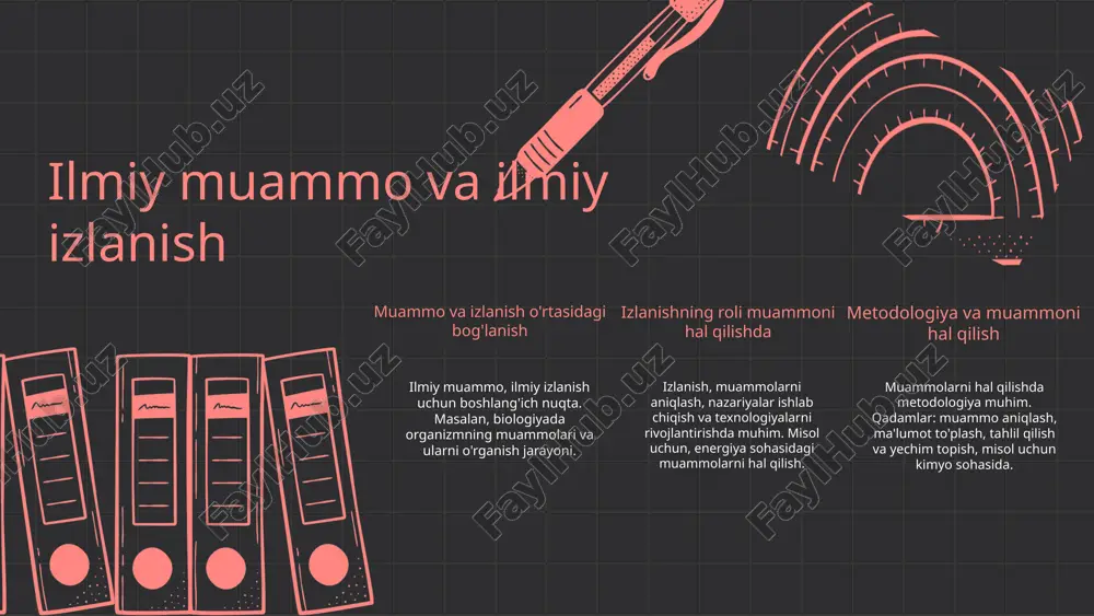 onunlarni tushuntirishda muhim rol o'ynaydi. zamonaviy fizikadagi kvant nazariyalari mikroskopik dunyoni tushunishda asosiy ahamiyatga ega bo'lib, ular ilmiy nazariyalar qanday qilib ilmiy taxminlardan kelib chiqishini ko'rsatadi. ilmiy taxmin va nazariyalar o'rtasidagi bog'lanish ilmiy taxminlar va nazariyalar o'rtasidagi bog'lanish, ularning boshlang'ich fikrlar va kengroq tushunchalar sifatida roli haqida. taxminlar ilmiy jarayonning boshlang'ich bosqichini tashkil etadi. ularning o'zaro ta'siri va shakllanish jarayoni, taxminlar muvaffaqiyatli tekshirilganda nazariyaga aylanishi mumkin. bu jarayon ilmiy izlanishlar va tajribalar yordamida amalga oshiriladi. ilmiy jarayonda taxminlar va nazariyalar tushuntirish va tushunchalarni rivojlantirish uchun muhim vositadir. ular bir-birini to'ldiradi va ilmiy bilimlarning kengayishiga olib keladi. xulosa ilmiy bilim shakllarining asosiy turlari: ilmiy qonun, taxmin, nazariy va bashorat. har birining ilmiy jarayondagi o‘rni va ahamiyati muhimdir. ilmiy qonunlar amaliyotda qanday qo‘llaniladi va kelajak prognozlar uchun asos bo‘ladi. ilmiy taxminlar va nazariyalar o‘rtasidagi bog‘liqlik va farqlar aniqlanadi. ilmiy muammo va uning hal etilishi jamiyat uchun muhim ahamiyatga ega. innovatsiyalar va ilmiy …