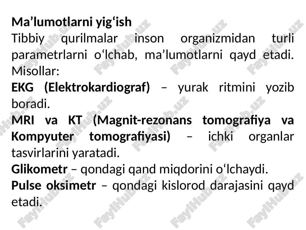 maxfiylik va ma’lumotlarni himoya qilish bo‘yicha asosiy qoidalar. ieee xplore va pubmed ilmiy maqolalari tibbiy texnologiyalar bo‘yicha so‘nggi tadqiqotlar va maqolalar. image1.png image2.png image3.png image4.png image5.png image6.png image7.png /docprops/thumbnail.jpeg