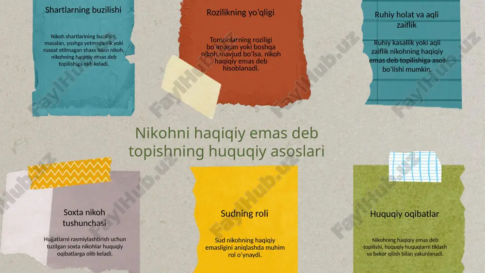 mmo nikohni haqiqiy emas deb topishda bunday talab yo‘q. photo by alina grubnyak on unsplash nikohni haqiqiy emas deb topishning asosiy shartlari va sabablari nikoh tuzish shartlarining buzilishi, ya'ni o‘zaro rozilikning yo‘qligi yoki boshqa bekor qilinmagan nikohning mavjudligi, nikohni haqiqiy emas deb topish uchun asosiy shartlardandir. ruhiy kasallik yoki aqli zaiflik sababli muomalaga layoqatsiz shaxs bilan nikoh, nikohning haqiqiy emas deb topilishining muhim shartlaridan biridir. nikoh yoshiga yetmagan shaxs bilan nikoh tuzish yoki soxta nikohlar, oila ko‘rish maqsadining yo‘qligi, nikohni haqiqiy emas deb topish uchun asosiy sabablardir. nikohdan ajralish va haqiqiy emas deb topish ishlarining protsessual farqlari nikohdan ajralish ishlarida sud oilani saqlash va tiklashga qaratilgan majburiyatga ega, bu oilaviy munosabatlarni himoya qilishga qaratilgan. haqiqiy emas deb topish ishlarida esa sud bunday majburiyatni olmagan, chunki nikohning qonuniyligini tekshirish asosiy vazifa hisoblanadi. nikohdan ajralish va haqiqiy emas deb topish ishlarining asosiy farqi, da'volarning asoslari va ishning predmetidir, bu esa protsessual qoidalarga …