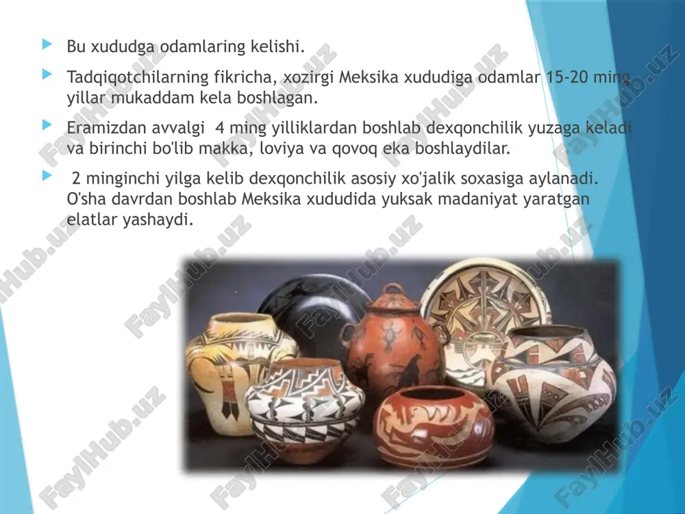 k madaniyat yaratgan xalqlardan biridir. ular o'ziga xos yozuvni kashf etib, ilmiy bilimlarni chuqur egallaganlar, astronomiya va matematika nihoyatda rivojlangan. yil hisobini bir daqiqagacha aniqlab taqvim tuzganlar. ularda yil 365 kunga bo'lingan, taqvim 20 kunlik oydan va 13 kunlik haftadan iborat bo'lgan. iyeroglif tizimiga asoslangan mayya yozuvlarida koxinlar turli afsonalar, duo va tarixiy solnomalar yozuv qoldirganlar. shu yozuvda har 20 yilda tarixiy voqealar bayon qilingan maxsus tosh ustunlar o'rnatilgan mayyalar tugunli xati “kipu” mayya afsonalari. ayniqsa bosh xokimga itoat kilganlar, unga turli sovg'a salomlar keltirib, huzuriga kirganlar. xokimni saylash marosimi turli afsonalar bilan bog'liq. xokim smola surtilgan badaniga oltin qum sepib, solga tushib ko'lning o'rtasiga suzib borib cho'milar emish. u xudoga atab oltin va zumraddan yasalgan xaykalchalarni suvga tashlar ekan. bunday rivoyatlar muisk davlatini "oltin odam" deb nom chiqarishga va mustamlakachilarni " oltinga boy" o'lkaga ko'plab kelishiga sabab bo'lgan. mayyalar dini. ularning dinlari dehqonchilik bilan bog'liq quyosh, oy va yer …