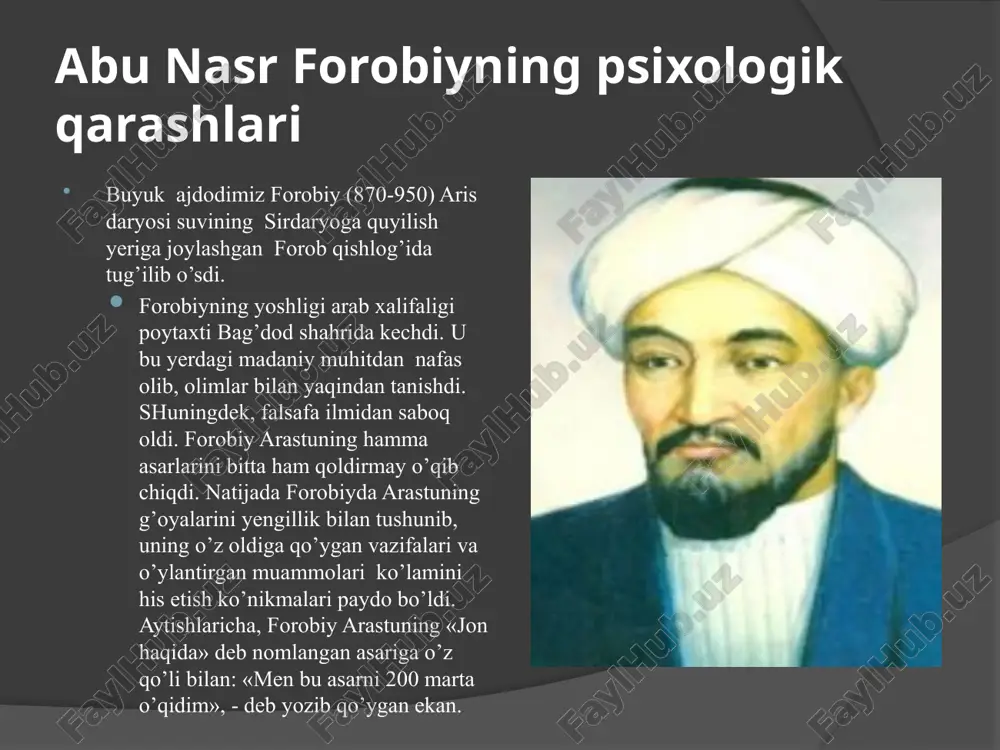 a keldi. firdavsiy keng qamrovli va chuqur ilm egasi bo’lib yetishdi. shu bois uni «hakim», «donishmand» deb ulug’laganlar. shoir ijodining ayni gullagan davrida g’azna shahrida (hozirgi afg’oniston hududi)- turk sultoni mahmud g’aznaviy saroyida yashab, ijod qildi. firdavsiy mahmud g’aznaviyga bag’ishlab mashhur «shohnoma» asarini yozdi. lekin bu asar mahmud g’aznaviy tomonidan yetarli qadrlanmadi. rivoyat qilishlaricha, sulton g’aznaviy firdavsiyning yozilajak «shohnoma» asarining har bir bayti uchun bittadan oltin tanga berishni va’da qiladi. 60.000 baytdan iborat asar tayyor bo’lgandan keyin esa g’aznaviy va’dasidan qaytadi. firdavsiyga g’aznaviy karvon orqali berib yuborgan tangalarning hammasi kumush bo’lib chiqadi. bundan qattiq ranjigan shoir tangalarning bir qismini karvondagilarga, boshqa qismini hamollarga ulashadi. tangalarning qolgan hammasiga esa yaxna ichimliklar sotib oladi. uning bu harakatlari hukmdorga qarshi norozilikning yaqqol ifodasi edi. sulton g’aznaviy shoirni filning oyoqlari ostiga tashlab, jazolash haqida farmon beradi. firdavsiy tug’ilgan yerini tashlab, musofirlikda hayot kechirishga majbur bo’ladi. g’am - qaygu ham, huzur-halovat ham aqldandur. ulug’vorlik va …
