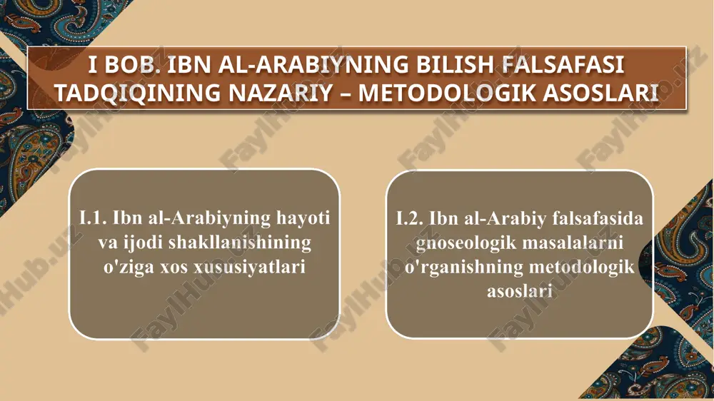 i quyoshning nur sochish holatiga murojaat etib, olamdagi mavjud ashyolarni shishalarga o’xshatganlar. tabiiyki, shishalar har xil bo’ladi, rangi, hajmi, shakli, joyi, tabiati, xullas, xususiyat va mohiyat bir biridan farq qiladi, ma’lumki ilohiy nur odamzod aql-u idroki idrok etishga ojizlik qiladigan yagona rangida ustuvor va sobit turadi. ammo u beqaror emas, balki o’zgarmasdir. uni hech qanday holat, sharoit va kuch ham o’zgartira olmaydi. mohiyati va xususiyati bir birini takrorlamas shishalar ilohiy nurdan taraladigan fayzni qabul qilish qobiliyati va imkoniyati har xil bo’lishi mumkin. ibn al-arabiy bu ta’limotida mutlaq ruh o’zgarmas, va uning alternativi yo’q. uning kuch qudrat va imkoniyat sarhadini anglash uchun odamzot ongi noqisdir, olamdagi yaralmalarning barchasi bir birini takrorlamas darajada har xil. bu butun olamlar yaratuvchisining “mutlaq kuch” sohibi ekanligidan va yagonaligidan dalolatdir. dante o’zining “ilohiy komediya” sida qaysidir ma’noda ibn al-arabiy kabi fikr yuritadi. jumladan, jannatning turli osmonlarida eng yaxshi, oliyjanob insonlarni joylashtiradi, har bir sayyorani biron bir …