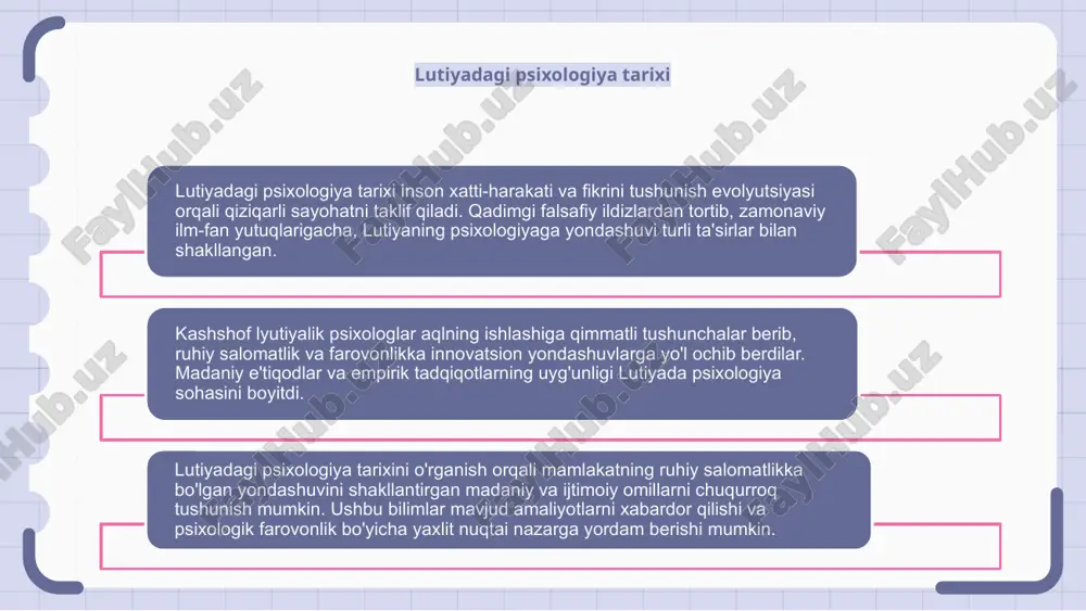 giya lutiya kontekstida ijtimoiy psixologiya odamlarning o'ziga xos madaniy me'yorlari va qadriyatlari doirasida qanday munosabatda bo'lishini o'rganadi. guruh dinamikasi va ijtimoiy ta'sirlarni tushunish juda muhimdir. luthian jamiyati jamiyatning uyg'unligi va jamoaviy farovonlikka urg'u beradi, o'z a'zolarining xatti-harakatlari va munosabatlarini shakllantiradi. ushbu muhitda ijtimoiy psixologiya ushbu dinamikani o'rganadi. lutiyadagi ijtimoiy psixologiyani o'rganish madaniy e'tiqodlar, ijtimoiy me'yorlar va shaxslararo munosabatlar ushbu jamiyatdagi shaxslarning fikrlari, his-tuyg'ulari va xatti-harakatlariga qanday ta'sir qilishi haqida tushuncha beradi. lutiyadagi amaliy psixologiya lutiya umumiy psixologiyasi inson xatti-harakati va aqliy jarayonlarini tushunishga qaratilgan. lutiyadagi amaliy psixologiya ushbu tamoyillarni real sharoitlarda qo'llaydi, farovonlik va ish faoliyatini oshiradi. tadqiqot va amaliy aralashuvlar orqali lutiyaning psixologiyani qo'llashi stress, motivatsiya va munosabatlar kabi muammolarni hal qiladi. ushbu yondashuv shaxslar va tashkilotlarga o'z maqsadlariga erishish va umumiy ruhiy salomatlikni yaxshilashga yordam beradi. nazariyani amaliyot bilan birlashtirgan holda, lutiyaning amaliy psixologiya dasturlari talabalarni turli kasbiy sharoitlarda ijobiy ta'sir ko'rsatish uchun bilim va ko'nikmalar bilan ta'minlaydi. …
