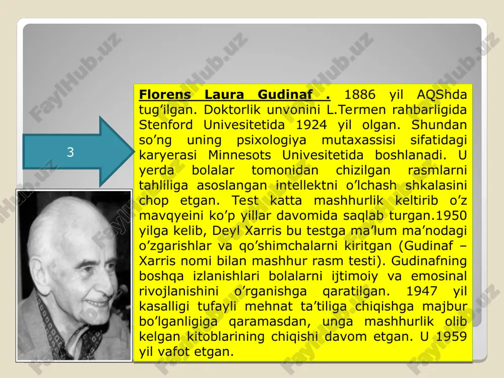 eslatma 1905 bine va simon 30 ta topshiriq, standartlashtirish yo’q. 1908 bine va simon aqliy yoshni konsepsiyalash, to’liq bo’lmagan standartlashtirish. 1911 bine va simon kattalar uchun chegaralangan shkalalar qo’shilgan. 1916 termen va merrill ko’pgina verbal material. 1937 termen va merrill ikkinchi qayta nashri, parallel shakllar ishlatilgan, standartlashtirish yaxshilangan. 1960 termen va merrill uchinchi qayta nashri, 4-5 ming nafar odam tekshirilgan. 1972 robert torndayk 2-3 ming nafar odamda qayta standartlashtirish. 1986 torndayk, xagen, settler 15 ta subtest, qoniqarli darajadagi standartlashtirish (5 ming nafar odamda), yosh bo’yicha diapazon 2–0, 23–11. xx asrning 30 yillariga kelib, yana qator yangi testlar paydo bo’ldi. ularning aksariyat qismi aqshda ishlab chiqildi. 1936 yilda quyidagi beshta test, nashrlar soni bo’yicha peshqadamlik qilgan: [1] stenford-bine testi; [2] rorshax testi; [3] bernreyterning «shaxsiy so’rovnomasi»; [4] sishorning «musiqiy iste’dod o’lchagichlari»; [5] stornganing «kasbiy manfaatlar blanki». 1951 yilgacha rorshax testiga bag’ishlangan 1219 ta maqola chop etildi. shuningdek, yana 493 ta stendford–bine …