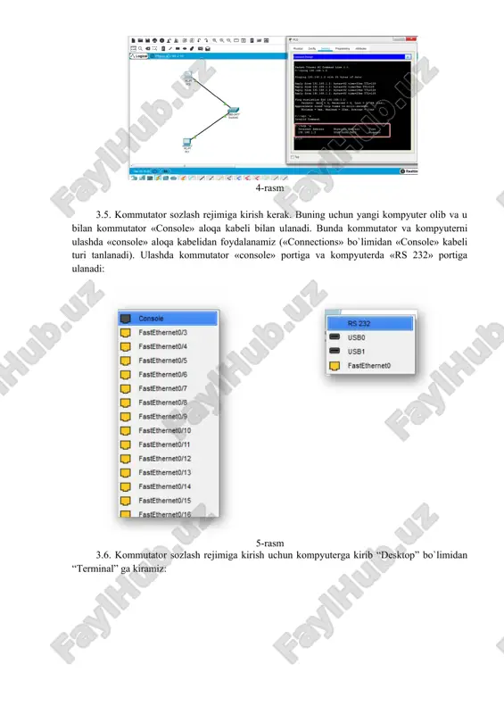 astethernet 0/2 portlari uchun ishga tushadi. buni tekshirish uchun «terminal» da «enable» rejimiga qaytib quyidagi komanda kiritamiz: exit show port-security 8-rasm yuqorida rasmda ko`rib turganimizdek fastethernet 0/1 va fastethernet 0/2 portlarida port xavfsizligi (port security) ishga tushirildi. image5.png image6.png image7.png image8.png image9.png image1.png image2.png image3.png image4.png