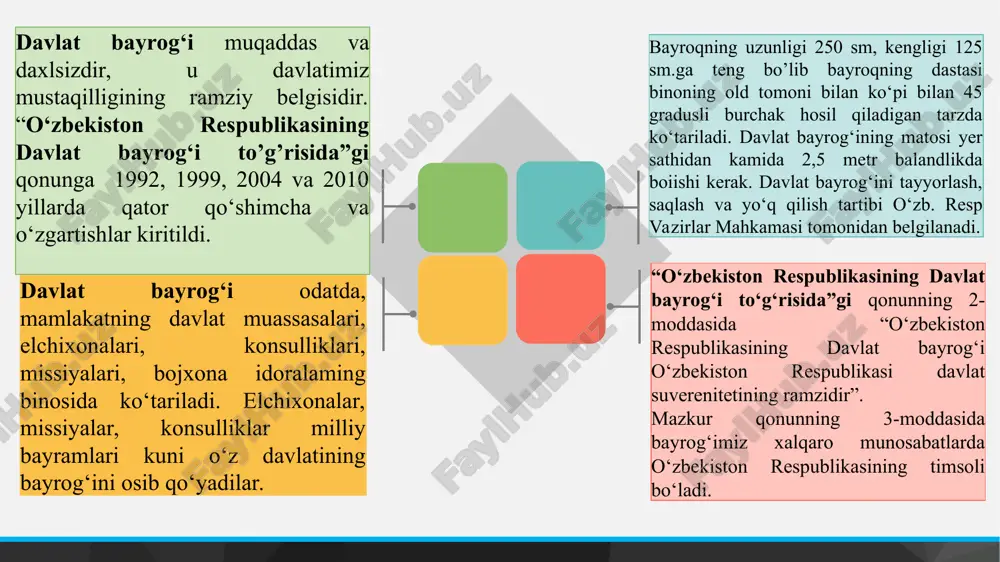 erkin demokratik jamiyat barpo etishdir. bozor iqtisodiyoti, eng avvalo, ko'pmulkchilikka va ular o'rtasidagi raqobatga tayanadi hokimiyat qonun chiqaruvchi, ijro etuvchi va sud hokimiyatiga bo'linish tamoyilini joriy etish asosida demokratiyani chuqurlashtirish hamda milliy davlatchilikni barpo qilishni; davlat idoralarining tuzilmasini tubdan yangilashni; barcha fuqarolarning qonun oldidagi huquqiy tengligini va qonunning ustunligini ta'minlashni; bozor iqtisodiyotini bosqichma-bosqich shakllantirishni; korxonalar va tashkilotlarning mustaqilligini kengaytirishni milliy ma'naviyatni qayta tiklashni; o'zbek tilini rivojlantirishni; odamlarning iste'dod qobiliyatlarini namoyon etish uchun shart-sharoit yaratish, ma'naviy mulkni himoya qilishni bildiradi.