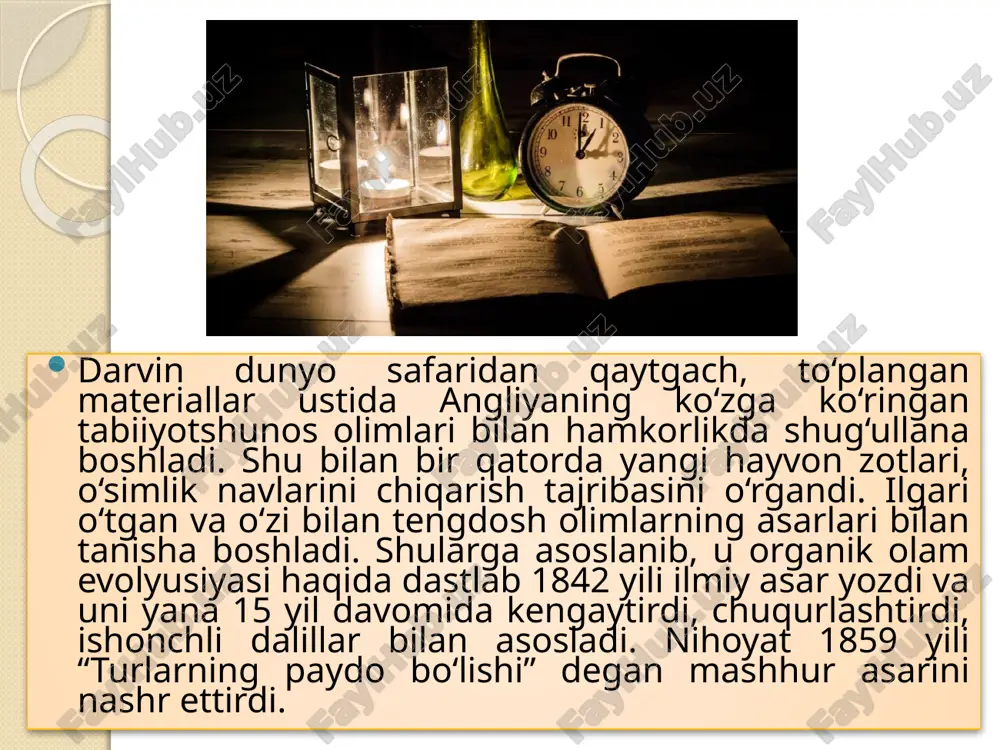 a nazar tashlab, odam va maymunlarning ajdodlari bir ekanligi haqidagi g‘oyani ilgari suradi. aynan shu g‘oya ruhoniylarni g‘azablantirgan. aslida u barcha jonivorlarning, jumladan insonlar va maymunlarning kelib chiqishi, yaratilishining ildizi borib-borib bir nuqtada birlashadi deyishi ham mumkin edi. ammo ilmiy haqiqatlar quruq e’tiqodgagina, noma’lum, mavhum dalillargagina asoslanib ilgari surilmaydi. mavjud ilmiy dalillar esa odam va maymun organizmining bir-biriga juda yaqinligini, ularning ajdodlari ham tobora bir-biriga yaqinlashib borganligini isbotlaydi. ch.darvin ana shu haqiqatni isbotlovchi ilmiy dalillarni to‘play olgandi. ch.darvin ilgari surgan bu nazariya rivojlanishning evolyusion yo‘lini ifodalab beruvchi, muhim ratsional fikr bo‘lib, bu fikr insoniyatga, uning taraqqiyoti uchun doimo xizmat qiladigan konstruktiv (bunyodkor) mazmunga egadir. uni inkor etish, insoniyat erishgan ilmiy qadriyatlarga nisbatan notolerant yondashuv va ularni ko‘r-ko‘rona rad qilish, obro‘sizlantirishdir. agar bugun evolyusion nazariyaga nisbatan tolerantlikni cheklab qo‘ysak, ertaga nisbiylik nazariyasiga, indin esa sinergetikaga, xullas, barcha ilmiy haqiqatlarga nisbatan tolerant yondashuvning inkor etilishiga yo‘l ochiladi. ilmiy nazariyalar olimlarning yillab olib …