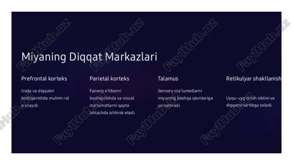 hlaydilar. bu kurash jarayonida subdominanta dominanta bo’lib olishi mumkin, ilgarigi dominanta esa – subdominanta bo’lib qolishi mumkin. hukmron qo’zg’alish o’chog’i bo’lgan dominanta diqqatimizning ma’lum narsaga yo’naltirilishi va tuplanishining fiziologik asosidir. 3.diqqatning turlari. psixologiyada ikki xil diqqat turi farq qiladi. ulardan biri ixtiyorsiz diqqat bo’lsa, ikkinchisi- ixtiyoriy diqqatdir. ixtiyorsiz diqqat deb to’satdan ta’sir qilgan biror sabab tufayli bizning xohishimizdan tashqari hosil bo’ladigan diqqatga aytiladi. ixtiyorsiz diqqat odamning har turli ehtiyojlari va qiziqishi bilan bevosita bog’liq bo’lgan diqqatdir. ixtiyorsiz diqqatning nerv-fiziologik asosini oriyentirovka yoki tekshirish refleksi tashkil qiladi. ixtiyoriy diqqat deb oldindan belgilangan qat’iy bir maqsad asosida va ongli ravishda diqqatimizni ma’lum narsa hamda hodisalarga qaratilishiga aytiladi. ixtiyoriy diqqatning nerv-fiziologik asosida miya yarim sharlarining po’stida vujulga keladigan optimal qo’zg’alish manbai bilan ikkinchi signallar sistemasining faoliyati yotadi. ixtiyoriy diqqatning yuzaga kelishida nutqning roli g’oyat kattadir. ixtiyoriy diqqat har doim ixtiyorsiz diqqat bilanalmashinib turadi. ixtiyoriy diqqat paytida odam tez charchaydi, chunki ixtiyoriy diqqat odamdan …