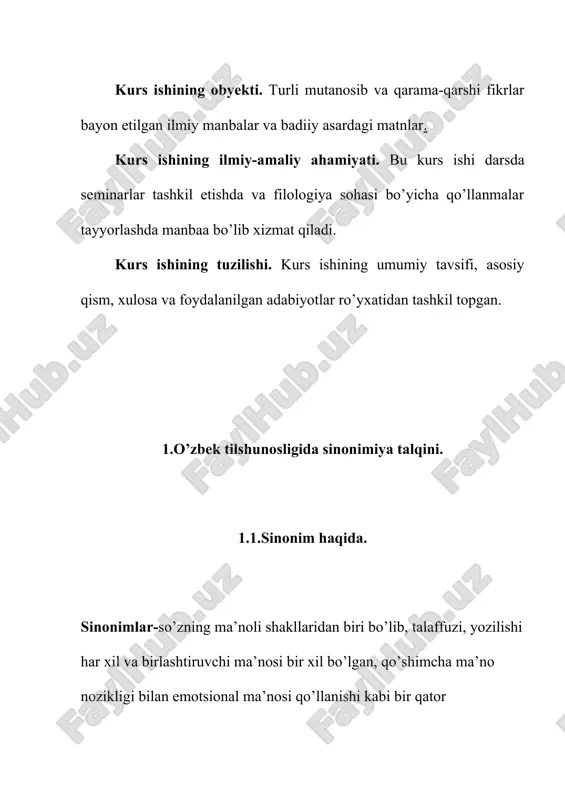 la jarayonida uslubiy vazifalarni bajaradigan barcha til sathlari birliklari hisobiga yaratiladigan matnda ham paydo bo’ladi. bu xildagi sinonimlar matniy sinonimlar deyiladi”. 1.4.sinonimiyaning polisemiyadan farqi aa.reformatskiyning fikricha, termin ko’p ma‘nolikdan, ya‘ni polisemiyadan ajralib turishi kerak. termin bir va aniq ma‘noni bildiradigan maxsus so’zdir. so’z esa doimo ham bunday xususiyatlarga ega emas. bundan shu xulosaga kelish mumkinki, so’zning qamrovi va ko’lami terminga qaraganda bir necha bor kattaroq. chunki odatda so’zlar o’z asl ma‘nolaridan tashqari ko’chma va obrazli ma‘nolarda ham ishlatiladi. o’zbek tilshunosligida amalga oshirilgan qator ilmiy tadqiqotlar sohalar terminologiyalarining rivoji uchun katta hissa bo’lib qo’shildi. r.doniyorov, s.akobirov, i.pardayeva, h.yodgorov, z.mirahmedova kabi olimlarning tadqiqotlari shular jumlasidandir. mazkur ishlarda sohaviy terminologik sistemalar tahlil qilinib, lingvistik nuqtai nazardan tadqiq etilgan. shu kabi tadqiqotlar fan va texnikaning muayyan bir tarmog’i terminlari rivojiga ijobiy hissa qo’shgani shubhasizdir. tilshunoslikda, xususan, leksikologiyada tilning asosiy lug’aviy birligi bo’lgan leksemalar bir-biridan ajralgan holda emas, balki o’zaro bog’liqlikda, xilma-xil ma'noviy aloqadorlikda reallik …