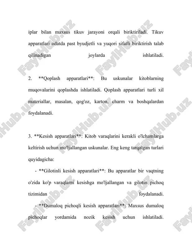 mirlash haqida ma'lumot berishda uchta asosiy aspektga e'tibor qaratish kerak. bular - apparatining mexanik qismlari, elektronik qismlari va dasturiy ta'minoti. quyidagi ma'lumotlar har bir aspekt bo'yicha tushunchalar beradi. 1. **mexanik qismlar:** kitob apparatlarining mexanik qismlari ichida eng muhim komponentlar - motorlar, uzatmalar (gears), va mexanik aktuatorlar (chiziqli qo'l tizimlari). mexanik komponentlar yillar davomida aşınma va yıpranma tufayli ta'mirlashga muhtoj bo'lishi mumkin. misol uchun, kitob apparatlaridagi mexanik uzatmalar taxminan 5000 soat uzoq faoliyatdan so'ng maxsus moylash yoki almashtirish talab qiladi. agar kitob apparati kundalik 8 soat ishlatilsa, har 625 foydalanish kuni (taxminan 2 yil) uzatma qismlari detal tekshiruvidan o'tkazilishi kerak. 2. **elektronika qismlari:** kitob apparatlarida elektronika komponentlari, masalan, sensorlar, mikrokontrollerlar va bosish motorlarini nazorat qiluvchi elektron kartalar ishlatiladi. elektron komponentlar ta'miri odatda diagnostika talab etuvchi murakkab ish bo'lib, maxsus asbob-uskunalar zarur bo'ladi. ichki elektr zanjirlarining doimiy ishidagi muvaffaqiyatsizliklar apparatning o'rtacha foizida kuzatiladi; foydalanish vaqtida har 2000 soatda sensorlar va elektron zanjirlar …
