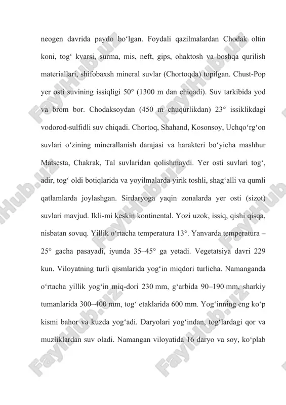qqoplamalisi 1,6 ming km). trolleybus liniyasi uzunligi 80 km. namangan bilan toʻraqoʻrgʻon shaharlari oraligʻida ham trolleybus qatnovi yoʻlga qoʻyilgan. andijon–koʻqon, namangan–uchqoʻrgʻon oʻrtasida poyezdlar qatnaydi. namangan–toshkent, namangan–margʻilon–fargʻona, namangan–andijon, namangan–qoʻqon–samarqand yoʻnalishida avtobuslar qatnovi yoʻlga qoʻyilgan. fargʻona vodiysini respublika poytaxti bilan bogʻlovchi toshkent–oʻsh avtomobil yoʻlining kamchiq dovonida uzunligi 358 va 891 m dan iborat boʻlgan ikkita tonnel qurilib foydalanishga topshirildi. namangan viloyati havo transportining rivojlanishi 1941 yilda aerodrom qurish bilan boshlandi. 1984 yilda zamonaviy havo laynerlariga xizmat qiluvchi uchish va qoʻnish maydoni ishga tushirildi. oʻrta osiyo davlatlaridagi shaharlar, shuningdek, rossiya federatsiyasining moskva, sankt-peterburg, yekaterinburg, ufa, simferopol, novosibirsk, magadan, norilsk, yakutsk, krasnoyarsk, mirniy kabi shaharlari va ukraina poytaxti kiyev shahri bilan muntazam aloqa yoʻlga qoʻyildi. image1.png image2.png image3.png