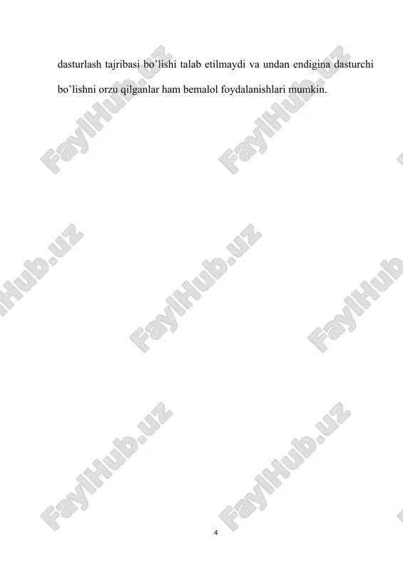 sturlash tilini o`rnatish. agar siz biror gnu/linux distributivini ishlatayotgan bo'lsangiz ko'p xollarda sizning tizimingizda python o'rnatilgan bo'ladi. buni tekshirib ko'rish uchun terminalingizdan quyidagi buyruqni ishga tushirib ko'ring. python -v agar sizda python 3.4.3 yozuvi yoki shunga o'xshash yozuv hosil bo'lsa unda hammasi joyida windows operatsion tizimiga o'rnatish uchun www.python.org/downloads web sahifasiga o'tamiz va u yerdan oxirgi python versiyasini yuklab olamiz. pythonni o'rnatish odatiy dasturlarni o'rnatish kabi kechadi. hech qanday qiyin joyi yo'q. python dasturlash tilining o`rnatuvchi paketini ustiga sichqoncha ko`ratkichini 2 marta bosamiz va bizga quyidagi oyna hosil bo`ladi. bu yerda install for all users-barcha foydalanuvchilar uchun. install just for me- faqat siz uchun, agar buni tanlab istalyatsiya qilsak yaвђ™ni o`rnatsak windows vista operatsion sistemasida xatolik yuz beradi va dastur ishlamaydi. shuning uchun install for all users ni tanlaganimiz maqul. keyin next tugmasi bosamiz. bu yerda esa python dasturlash tilini qayerda o`rnatilishi ko`rsatilayapti. python o`rnatilyapti va bir necha sekunddan so`ng …