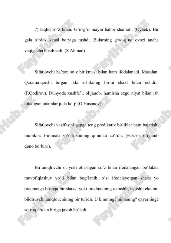 ikkinchi darajali bo`laklarning gapdagi ahamiyati - Page 4
