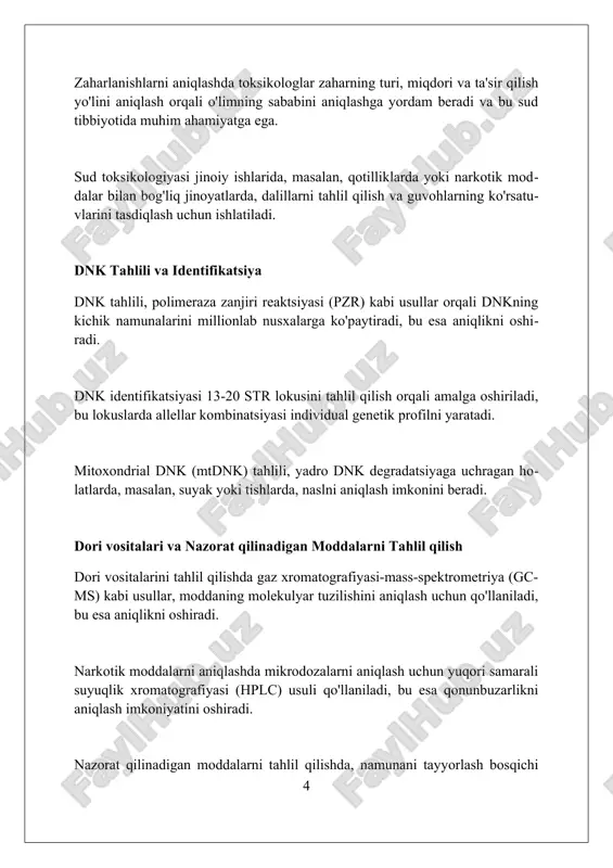 on beradi, chunki har bir qurol o'ziga xos iz qoldiradi. barmoq izi kimyosi barmoq izi kimyosi barmoq izlarining kimyoviy tarkibiy qismlarini, masalan, aminokislotalar va yog'larni tahlil qilib, shaxsni aniqlashning yangi usullarini ishlab chiqadi. ushbu soha barmoq izlarini aniqlash uchun 1,8-diazaflouren-9-on (dfo) kabi flüoresan reagentlardan foydalanadi, bu esa izlarni yorqinroq va aniqroq ko'rsatadi. barmoq izi kimyosi, shuningdek, gaz xromatografiyasi-mass spektrometriya (gc-ms) kabi ilg'or usullar bilan barmoq izlaridagi portlovchi moddalar yoki dori moddalarining izlarini aniqlay oladi. kimyoviy qurollar va terrorizm kimyoviy qurollar, masalan, vx asab agenti, terrorchilar tomonidan ommaviy qirg'in uchun ishlatilishi mumkin, bu esa minglab odamlarning o'limiga sabab bo'lishi ehtimoli yuqori. terrorchilik tashkilotlari xlor kabi sanoat kimyoviy moddalaridan foydalanib, improvizatsiya qilingan portlovchi qurilmalar (ied) yaratishi mumkin, bu esa nisbatan arzon va oson qo'lga kiritiladi. kimyoviy hujumlardan so'ng, forensik kimyo qurbonlarning biologik namunalari va atrof-muhit izlarida kimyoviy moddalarni aniqlashda muhim rol o'ynaydi, bu esa tergovga yordam beradi. case studies: kimyo jinoyatlarni qanday …