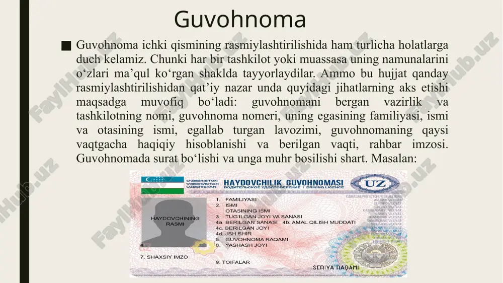 (tovar) yetkazib berish, pudrat, bino yoki inshootlar ijarasi, asbob-uskunalarni o‘rnatish haqidagi shartnomalarni kiritish mumkin. har qanday shartnoma o'z mazmuni va shakliga ko'ra qonunga muvofiq bo'lishi kerak. bu qoidaning buzilishi shartnom aning qonuniy kuchini yo'qqa chiqaradi va uni shu ahvolda tuzgan yoki tuzishga yo'l qo'ygan mansabdor shaxslarga nisbatan javobgarlikni yuzaga keltiradi. shartnomalar og'zaki va yozma usulda, shuningdek, notarial idoralar tomonidan tasdiqlangan holda tuzilishi mumkin. shartnomalarning ayrim turlari, chunonchi, ko'chmas mulk hamda avtotransport vositalari oldi-sotdi shartnomasi tegishli tartibda davlat organlarida qayd qilinishi zarur. keyingi holat faqat qonunda belgilangan taqdirda qo'llanadi. shartnoma muassasalarga tegishli bo'lganda, tomonlar imzolagunga qadar, unda muayyan muassasa hisobchisi va huquqshunosning rozilik belgisi (vizasi) bo'lishi maqsadga muvofiqdir. tomonlar mazkur hujjatlarning barcha bob va qismlari bo'yicha kelishib olib, uni tegishli ravishda rasm iylashtirganidan keyingina shartnoma tuzilgan hisoblanadi. tashkilotlarda keng qo'llanadigan oddiy shartnom alarning zaruriy qismlari quyidagilar: 1. shartnomaning nomi (mahsulot yetkazib berish shartnomasi, korxonani ijaraga berish shartnomasi, pudrat shartnomasi kabi). 2. …