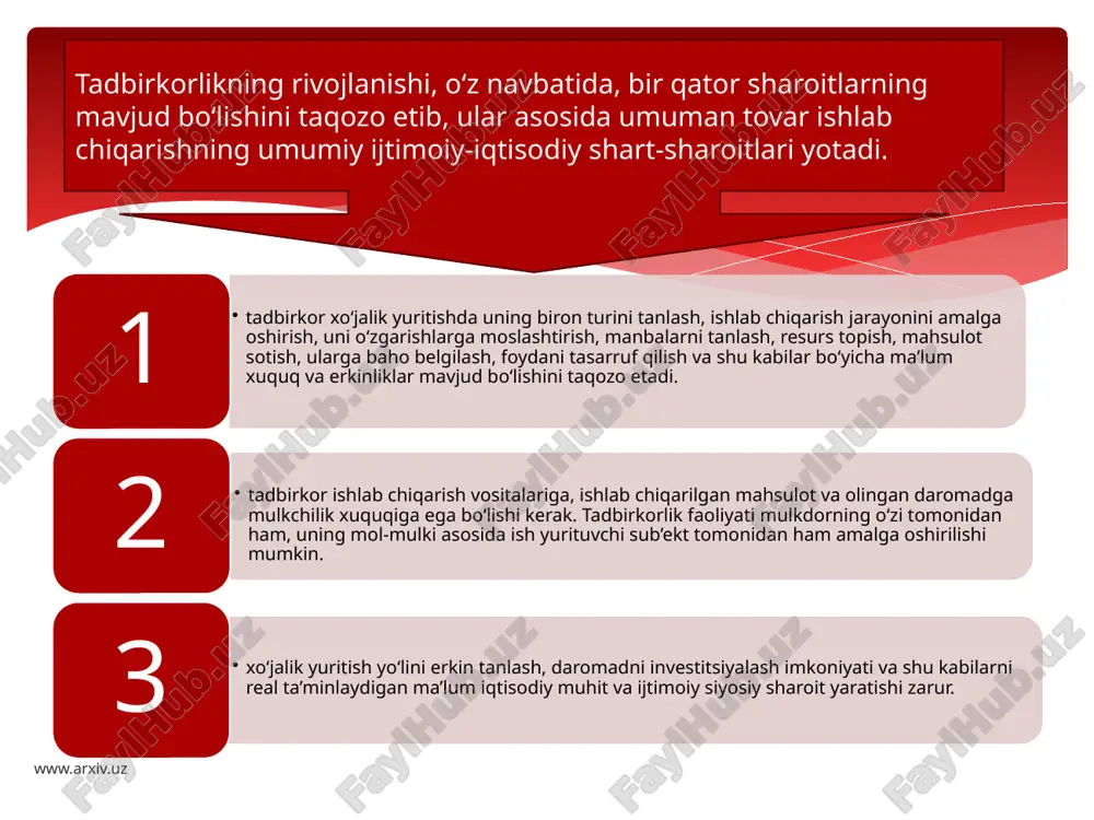 uquqi borligiga guvohlik beruvchi qimmatli qog‘ozdir. dividend (lotincha dividendus - bo‘lishga tegishli) – aksiya egasiga to‘lanadigan daromad. dividend vositasida aksiya egasi qimmatli qog‘ozning shu turiga qo‘yilgan pul mablag‘lari (kapital) ning tegishli qismiga o‘zining mulkchilik huquqini iqtisodiy jihatdan ro‘yobga chiqaradi. www.arxiv.uz etiboringiz uchun rahmat! www.arxiv.uz image2.jpeg image3.jpeg