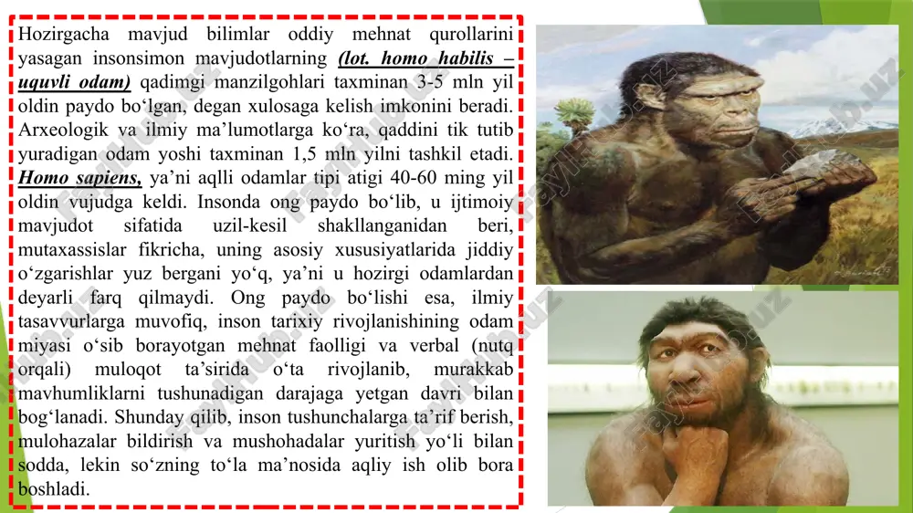 va xulosa chiqarishlar, mantiqiy isbot va raddiyalar asosida nazariy fikr yuritishlar orqali dunyoni, butun borliqni tushunish va tushuntirish, izohlash va baholash tufayli hosil bo‘lgan bilim va qarashlardir fan rivojlanishining asosiy bosqichlari. miloddan avvalgi i ming yillikdan xii asrgacha bo‘lgan davr ilk fan davridir. bu davrda asrlar mobaynida avloddan-avlodga o‘tib kelgan, hayot tajribasi va mehnat faoliyati jarayonida olingan amaliy bilimlar bilan bir qatorda juda umumiy va mavhum mushohadalarga asoslangan nazariyalar xususiyatiga ega bo‘lgan tabiat haqidagi dastlabki falsafiy tasavvurlar (naturfalsafa) vujudga kela boshlagan. ilmiy bilim kurtaklari naturfalsafa doirasida uning elementlari sifatida shakllangan. matematik, astronomik, tibbiy va boshqa masalalarni yechishda foydalaniladigan ma’lumotlar, usullar va metodlar jamlanishi bilan falsafada tegishli bo‘limlar vujudga kelgan va keyinchalik asta-sekin shakllanayotgan ayrim fanlar: matematika, astronomiya, tibbiyot va hokazolarga ajralib chiqgan. markaziy osiyo mutafakkirlari al-xorazmiy matematika, al-farg‘oniy astranomiya, al-beruniy meneralogiya va geografiya, ibn sino tibbiyot, mirzo ulug‘bek astranomiya, alisher navoiy adabiyot ilmi rivojiga munosib hissa qo‘shdi va ular ijodi …