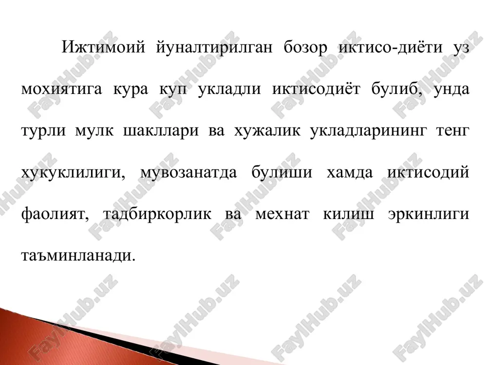 sh 3 iqtisodiyotda davlatning ishtirokini kamaytirish, davlat boshqaruvi tizimini nomarkazlashtirish, mahalliy davlat boshqaruv organlari rolini oshirish 2 davlat mulkini xususiylash-tirish tartib-qoidalarini yanada soddalashtirish, xususiylashti-rilgan korxonalarga ko‘makla-shish tizimini kuchaytirish zamonaviy agrotexnologiyalar asosida yuqori hosildorlikka ega bo‘lgan, ertapishar hàìäà shirin ta'mga ega pakana va yarim pakana daraxtlarni ekish orqali intensiv bog‘ va uzumchilikni rivojlantirish va dunyo bozorlarida xaridorgir eksportbop meva-sabzavot mahsulotlari ishlab chiqarish; 13 ming gektar maydonda yangi intensiv bog‘ va 7,3 ming gektar tokzorlar tashkil qilish hamda 15,4 ming gektar bog‘ va 9 ming gektar tokzorlarni rekonstruksiya qilish; mavjud past rentabelli bog‘ va tokzorlarni bosqichma-bosqich, yiliga 10 foizdan yoki 26,4 ming bog‘ va 14,1 ming tokzorlarni intensiv usulga o‘tkazish; yangi tashkil etilayotgan va mavjud intensiv bog‘ va tokzorlarga bosqichma-bosqich yiliga 5,7 ming gektardan tomchilatib sug‘orish tizimini joriy qilish; 2017-2021 yillarda umumiy qiymati 40 milliard aqsh dollari miqdoridagi 649 ta investitsiya loyihasini nazarda tutuvchi tarmoq dasturlarini ro‘yobga chiqarish rejalashtirilmoqda. natijada keyingi 5 …