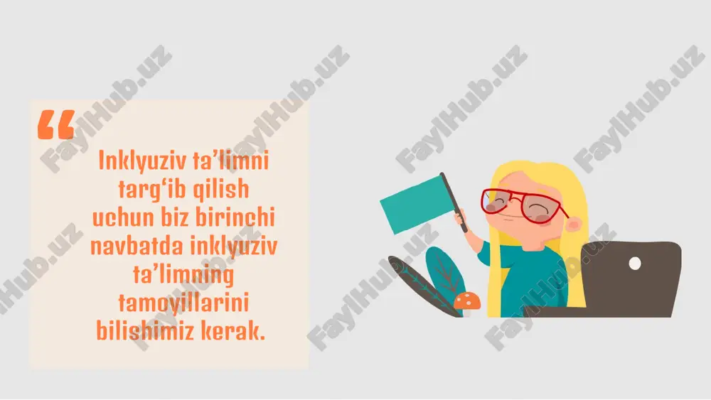 a quyidagi toifadagi bolalar qabul qilinmaydi xulq-atvorida og‘ir buzilishlar, hissiy-irodaviy sohasida (organik) nuqsonlari bo‘lgan bolalar 2 tayanch-harakat apparatida nuqsoni bo‘lgan, mustaqil ravishda harakatlana olmaydigan va o‘z-o‘ziga xizmat ko‘rsata olmaydigan bolalar 3 tez-tez takrorlanadigan epileptik tutqanoqdan aziyat chekadigan (epileptik demensiya, kunduzgi va tungi vaqtlarda tutqanog‘i tez-tez takrorlanadigan) bolalar 5 markaziy asab tizimiga shikast yetganligi tufayli siydik va najasini ushlab turolmaydigan bolalar 6 ko‘r-kar-soqov bolalar 4 aqli o‘ta zaif bolalar (imbitsil, idiotiya darajasidagi oligofreniya) 1 inklyuziv ta’lim sinflari va boshlang‘ich tayanch korreksion sinflarga quyidagi toifadagi bolalar qabul qilinmaydigan bolalarning ta’lim muassasalari aqli o‘ta zaif bolalar (imbitsil, idiotiya darajasidagi oligofreniya) yordamch maktab xulq-atvorida og‘ir buzilishlar, hissiy-irodaviy sohasida (organik) nuqsonlari bo‘lgan bolalar yopiq maktablarda tayanch-harakat apparatida nuqsoni bo‘lgan, mustaqil ravishda harakatlana olmaydigan va o‘z-o‘ziga xizmat ko‘rsata olmaydigan bolalar maxsus maktab ko‘r-kar-soqov bolalar “muruvvat” uylarida tez-tez takrorlanadigan epileptik tutqanoqdan aziyat chekadigan (epileptik demensiya, kunduzgi va tungi vaqtlarda tutqanog‘i tez-tez takrorlanadigan) bolalar uyda yakka tartibda markaziy …