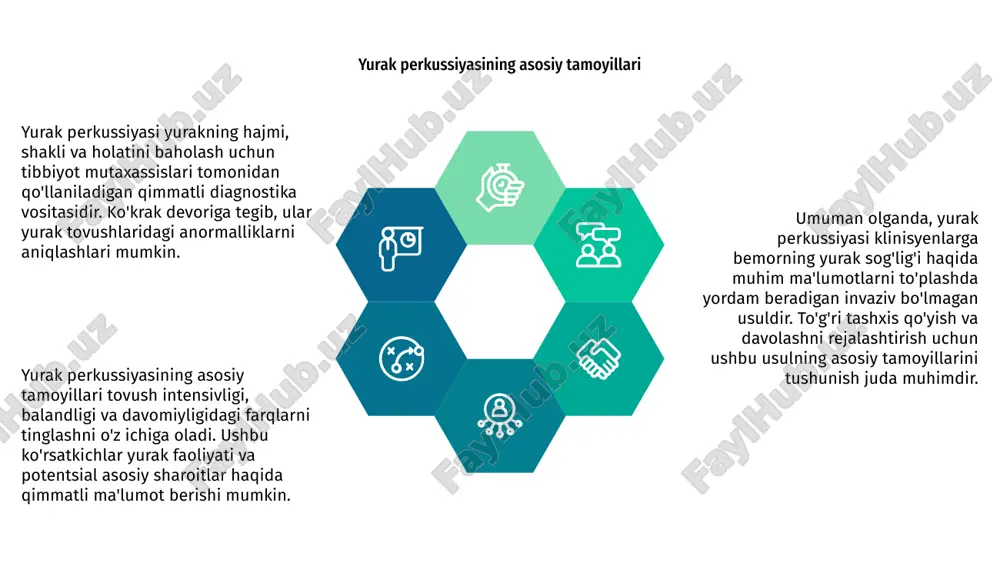 da muhimdir. bolalar kardiologiyasida yurak perkussiyasi yurak perkussiyasi, shuningdek, yurak perkussiyasi sifatida ham tanilgan, yurakning hajmi va funktsiyasini baholash uchun pediatrik kardiologiyada qo'llaniladigan fizik tekshiruv usulidir. yurak perkussiyasi paytida shifokor yurak tomonidan ishlab chiqarilgan tovushdagi o'zgarishlarni tinglash uchun ko'krak devoriga tegib turadi, bu yurakning tuzilishi va faoliyati haqida qimmatli ma'lumot beradi. ushbu invaziv bo'lmagan protsedura odatda bolalarda tug'ma yurak nuqsonlari kabi yurak kasalliklarini tashxislashda qo'llaniladi va bolalar kardiologiyasi sohasida muhim vositadir. qariyalar parvarishida yurak perkussiyasi yurak perkussiyasi - keksa bemorlarda yurak hajmini, holatini va faoliyatini baholash uchun ishlatiladigan asosiy diagnostika usuli. yurak tovushlarini tinglash orqali shifokorlar yuzaga kelishi mumkin bo'lgan muammolarni aniqlashlari va tegishli davolanishni buyurishlari mumkin. keksa bemorlarda yurak perkussiyasini bajarishda to'g'ri tayyorgarlik va texnika muhim ahamiyatga ega, chunki yoshga bog'liq o'zgarishlar natijalarning aniqligiga ta'sir qilishi mumkin. to'g'ri baholashni ta'minlash uchun to'g'ri asboblardan foydalanish va belgilangan ko'rsatmalarga rioya qilish muhimdir. yurak kasalliklarini tashxislashda yordam berishdan tashqari, yurak perkussiyasi tibbiyot …