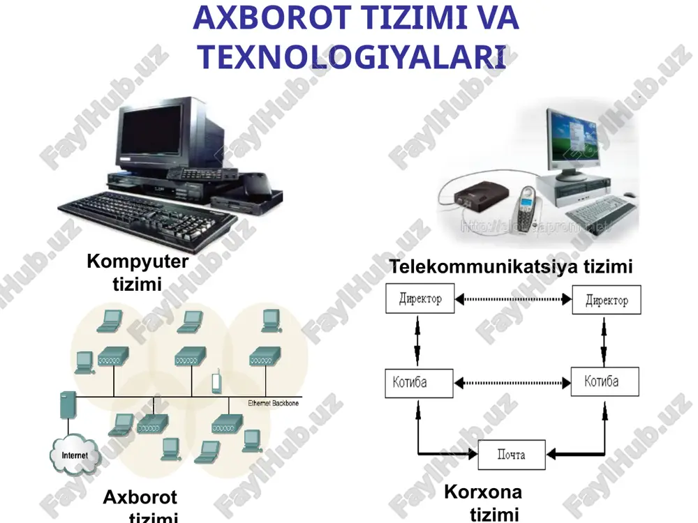 ri: cd - katta hajmdagi ma’lumotlarni saqlashga mo’ljallangan disk dvd - katta hajmdagi mulьtimedia ma’lumotlarni saqlashga mo’ljallangan disk ma’lumotlarni tashuvchi vositalar cd va dvd qurilmasi cd va dvd disklari multimedia vositalari multimedia vositalari yordamida axborotlarni matnli, tasvirli, tovushli va animatsiyali ko’rinishda namoyish etish mumkin. multimediali axborot resurslari animatsiyali, audio va video ma’lumotlardan tarkib topadi. multimedia vositalari bu: nutqli axborotni kiritish-chiqarish qurilmalari (mikrofon, kuchaytirgichlar, tovush kolonkalari); animatsion va video ma’lumotlarni kiritish va chiqarish qurilmalari (videokameralar, videoproektor va ekranlar) tovushli va video ma’lumotlarni saqlovchi optik disklar video animatsiya matn tasvir multimedia ma’lumotlar strukturasi multimedia resurslari tarkibini tashkil etuvchi ma’lumotlar turlari va ularning o’zaro bog’liqlik sxemasi multimedia audio grafiklar jadvallar image1.png image2.wmf image3.wmf image4.png image5.png image6.png image7.png image8.jpeg image9.png image10.png image11.png image12.png image13.png image14.png image15.png image16.jpeg image17.jpeg image18.gif image19.gif image20.png image21.png image22.jpeg image23.png image24.png image25.png image26.png image27.png image28.png image29.png image30.png image31.png image32.png image33.png image34.png image35.png image36.png image37.jpeg image38.png image39.png image40.png image41.png image42.png image43.png …