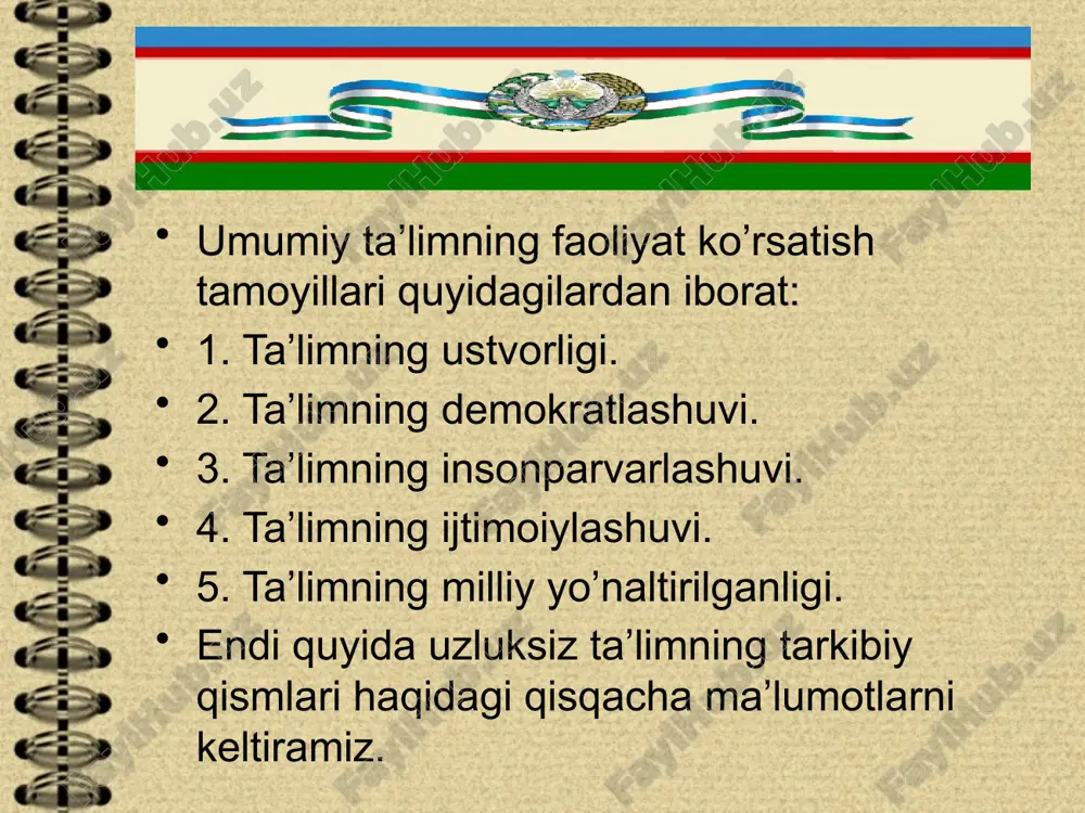 allagan ihtisos va kasb – hunar bo’yicha mehnat faoliyati bilan shug’ullanish huquqini beradi. o’rta mahsus, kasb – hunar ta’limini tashkil etish va rivojlantirish uchun quyidagilar zarur: akademik litsey va kasb – hunar kollejlari faoliyat ko’rsatishining normativ vazifalarini ishlab chiqish va joriy etish; soha uchun oliy ta’lim muassasalarining ishlab chiqarish, fan va madaniyat sohasini mutahassislarini jalb etgan holda yuqori malakali mutahassislarni tayyorlash va qayta tayyorlashni, shu jumladan chet ellarda tayyorlash va qayta tayyorlashni tashkil etish; o’rta mahsus, kasb – hunar ta’limi o’quv muassasalari uchun ta’lim va kasb – hunar dasturi, o’quv uslubiy majmualar ishlab chiqish; akademik o’quvchilari mehnat faoliyati ko’nikmalarini, egallashlari uchun ihtisoslashtirilgan dasturlar ishlab chiqish va joriy etish; kasb – hunar kollejlarida tayyorlanadigan mutahassislarga nisbatan ihtisos va kasb – hunar, malaka talablarining ro’yhatini ishlab chiqish; hududlarning jo’g’rofiy va demografik shart – sharoitlarini va tegishli sohadagi mutahassislarga bo’lgan mahaliy ehtiyojlarni hisobga olgan holda o’rta mahsus, kasb – hunar ta’limi tizimi ta’lim …