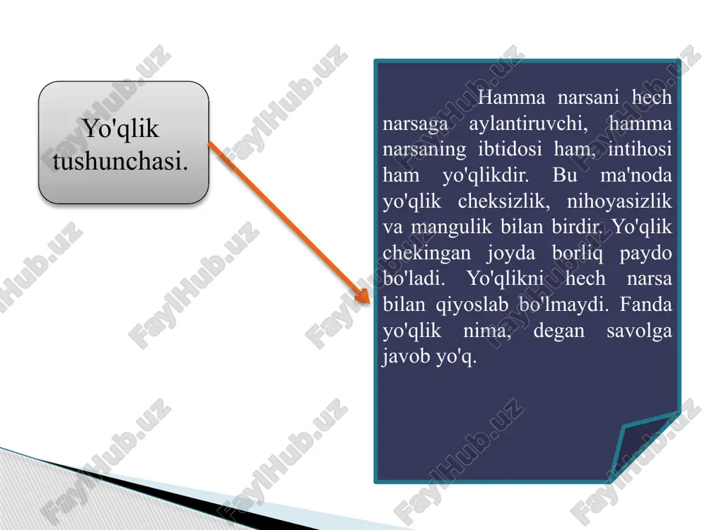 siy mavjudlik usulini ifoda etuvchi xususiyati harakat hisoblanadi. chunki borliq harakatsiz o'zining strukturaviy yaxlitligini saqlay olmaydi. harakat, bir tomondan, moddiy jismlar o'rtasidagi va ularni tashkil etuvchi elementlar o'rtasidagi aloqadorliklarning natijasi, boshqa tomondan esa, ulardagi o'zgarishlar sifatida sodir bo'ladi. shu nuqtai nazardan ham falsafaning harakat bu umuman har qanday o'zgarishdir, deyilgan ta'rifi juda o'rinlidir. o'zgarishlarning shunday bir shakli borki, uni falsafada rivojlanish deb ataladi. rivojlanish bu — muayyan sistemaning muayyan vaqt va fazodagi yaxlit, kompleks, orqaga qaytmaydigan, ilgarilanma yo'nalishga ega bo'lgan, miqdoriy va sifatiy o'zgarishidir. shu jihatdan harakatning ikki xil turi bir-biridan farq qilinadi. harakatning birinchi turi jismda uning sifati va turg’unligini saqlagan holda ro'y beradigan ichki o'zgarishlarni o'z ichiga oladi. ya'ni har qanday jismda beto'xtov ichki o'zgarishlar ro'y berib turadi, lekin bu o'zgarishlar shu jismning tashqi sifatiga jiddiy ta'sir ko'rsatmaydi. atrofimizni qurshab turgan har bir jism molekulalardan, molekulalar esa atomlar va elementar zarrachalardan tashkil topgan ekan, bu jismlarning molekulyar va …