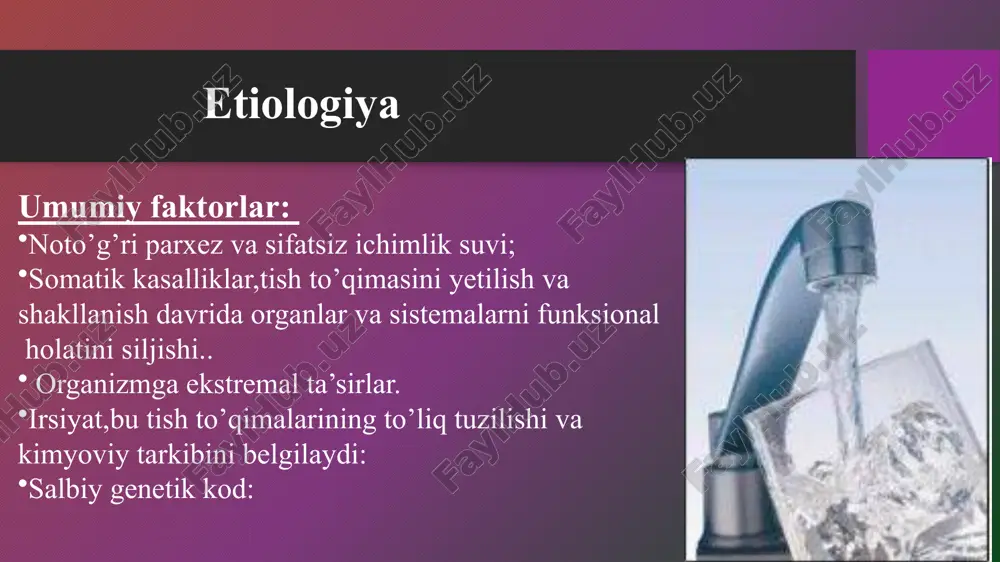 ida joylashadi iii класс bo’shliq qoziq va kesuv tishlarning kontakt sohasida , kesuv qirrasi buzilmagan holda joylashadi. iv класс bo’shliq qoziq va kesuv tishlarni kontakt va kesuv qirrasida joylashadi.. v класс bo’shliq barcha gurux tishlarini bo’yin qismida joylashadi. karies bo’shlig’ini chaxlash tishni charxlash vaqtida qo’llarni nakonichnik bilan uchta nuqtada tayanch qilish mukin. а – o’ng qo’l barmoqlarida б – iyakda va kasal tishda; в – chap qo’l barmoqlarida (зуб наконечник). karies kovaklarni charxlashning umumiy qoidalari. karies kovaklarni charxlashning asosiy maqsadi: - patologik o`zgargan emal va dentinni charxlash; - plomba ashyosini turishiga optimal sharoit yaratish va shu bilan birga tishni anatomik va funksional birligini tiklash. charxlash usulini bajarishda bir necha qoidalar mavjud: - charxlash maydoni yaxshi yoritilgan bo`lishi lozim; - tishdagi karies nuqsoniga eng qulay yo`l izlash zarur; - ishlatilayotgan borlar toza va o`tkir bo`lishi kerak; - borlarni hajmi charxlanayotgan kovak hajmidan bir oz kichikroq bo`lishi kerak; - charxlashda borning aylanish …