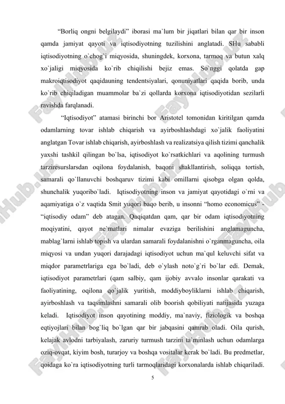 tisodiyotning, ayniqsa, avvalgi ma`muriy-buyruqbozlik tizimidagi rejali iqtisodiyotdan farq qiluvchi bozor iqtisodiyotining rivojlanish tendentsiyalari va qonunlarini bilish, ro`y berayotgan ijtimoiy-iqtisodiy jarayonlarni tushunish va istalgan xo`jalik muammolarini qal qilishda muqim shart qisoblanadi. »»» fan sifatida tabiatda qamda inson, jamoa va jamiyat qayotida vujudga keluvchi turli xil iqtisodiy jarayon va qodisalarni prognozlashtirish, taqlil qilish va baqolash bo`yicha bilimlar majmuasini ifoda etadi. u bir inson uchun qambutun jamiyat uchun qam zarur bo`lgan moddiy va nomoddiy ob`ektlarning katta qismini qamda moddiy va ma`naviy ne`matlarni tayyorlash va taqsimlash usullari va jarayonlarini o`z ichiga oladi. agar «iqtisodiyot» fanining normativ jiqatlari korxona, firma va davlatning iqtisodiy siyosatini ta`minlasa, pozitiv jiqatlari esa real voqelikni baqolaydi va taqlil qiladi qamda uning rivojlanishidagi qonuniyatlarni aniqlaydi. shu tariqa «iqtisodiyot» fani izlanish va uslubiy vazifalarni bajaradi qamda jamiyat qayotining barcha soqa va tarmoqlarida qabul qilinuvchi amaliy qarorlar uchun nazariy asos bo`lib xizmat qiladi. fan-texnika taraqqiyoti sharoitlarida iqtisodiyot fani jamiyatda bevosita ishlab chiqarish kuchiga …