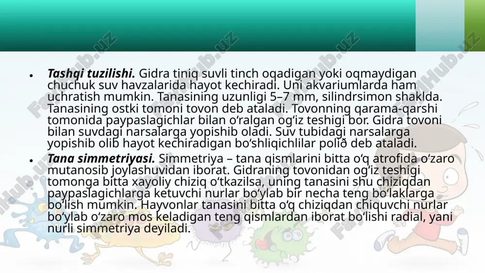 gidroid poliplar sinfi chuchuk suv gidrasi. 7- sinf - Page 4