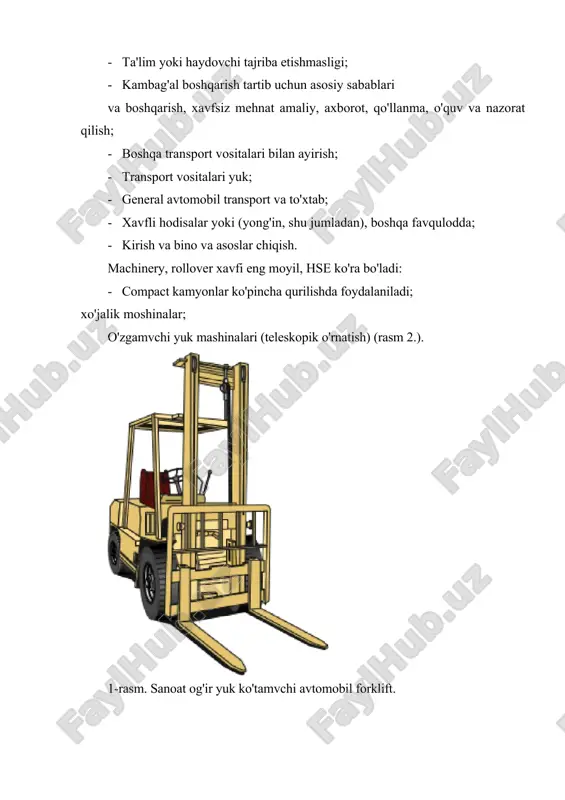 to'xtab berilishi kerak bu mashqlar davomida. · (masalan, haydovchi ta'lim, yo'l xavfsizligi bo'yicha brifing kabi) xodimlari uchun ma'lumot va tayyorlash; · avtomobil faoliyat turi (masalan, yuklash va tushirish, yonilg'i quyish yoki §arjlanma, bonuslar to'lash uchun). 2. ishda avtomobillarni haydash. 2.1. kirish. soatiga 8 kilometr maksimal tezligi edi benz - buyuk britaniyada ilk fatal avariya xonim bridget driscoll roger qoqib edi, 1896 yilda sodir bo'lgan. o'shandan beri, hodisalari oldini olish uchun royal xavfsizlik ortiq 550.000 kishi uk yo'llarda o'ldirilgan deb taxmin. bu barcha yo'1-transport hodisalari uchdan bir qadar vaqtda ishda odamni jalb deb taxmin qilingan. yo'l harakati xavfsizligini bilan bog'liq ishni afzalliklari. tashkilotida hodisalari haqiqiy xarajatlar deyarli har doim ta'mirlash va sug'urta da'volarini qiymati nisbatan yuqoridir. yo'l harakati xavfsizligini bilan bog'liq ishni afzalliklari qat'i nazar tashkilotlari hajmi, muhim bo'lishi mumkin. sohasida imtiyozlar mavjud: - control: bunday eskirish yoqilg'i, sug'urta mukofotlari va sug'urta to'lovlari kabi xarajatlar yaxshiroq nazorat qilish mumkin; · driver …