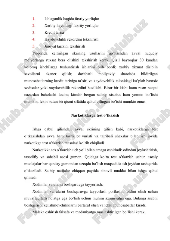 tirib o’tganlar: · huquqni muhofaza qilish organlari va favqulotda xizmatlarning telefon raqamlari; · kompaniyaning asosiy xodimlarinin kalitlari; · bir ish joyidagi zo’ravonlik sahnasini mtergovchilar uchun himoya qilish tartibi; · kompaniyangiz ma’lumotlar butunligini tekshirish tartibi va kompyuter tizimlari; · voqea sodir bo’lgan joyda shartnomani uzaytirish mexanizmi ; · ommaviy axborot vositalari bilan shig’ullanadigan sayt boshqaruvida o’qish; · ijtimoiy kompaniya vakilim media munosabatlarini muhitini tartibga solish; · grif va travma tiklash vaqti bilan ta’minlash tims va tegishli guvohlar va xodimlarb tartibini belgilash; · instigatorlar uchun sanksiya yoki jazolash tartibini kam hollarda o’g’rincha yo’l bilan amalga oshirish; · kompaniya xodimlari yordamida postinsident stress boshqarish dasturini tartibga solish va xodimlarga psixologik maslahat dasturlari yordamida stressni yengish; · jabrlanuvchining oila a’zolari bildirgilari bilan tanishish va kompaniyaning yordam paketi; · qayta ishlash va sahnani tiklash tartibi. bir voqeani shartnoma asosida tashish bilan birgalikda ish joyidagi haqoratlashni tartibga solish ham muhim ahamiyatga ega ekanligi samarali rivojlangan tartib …