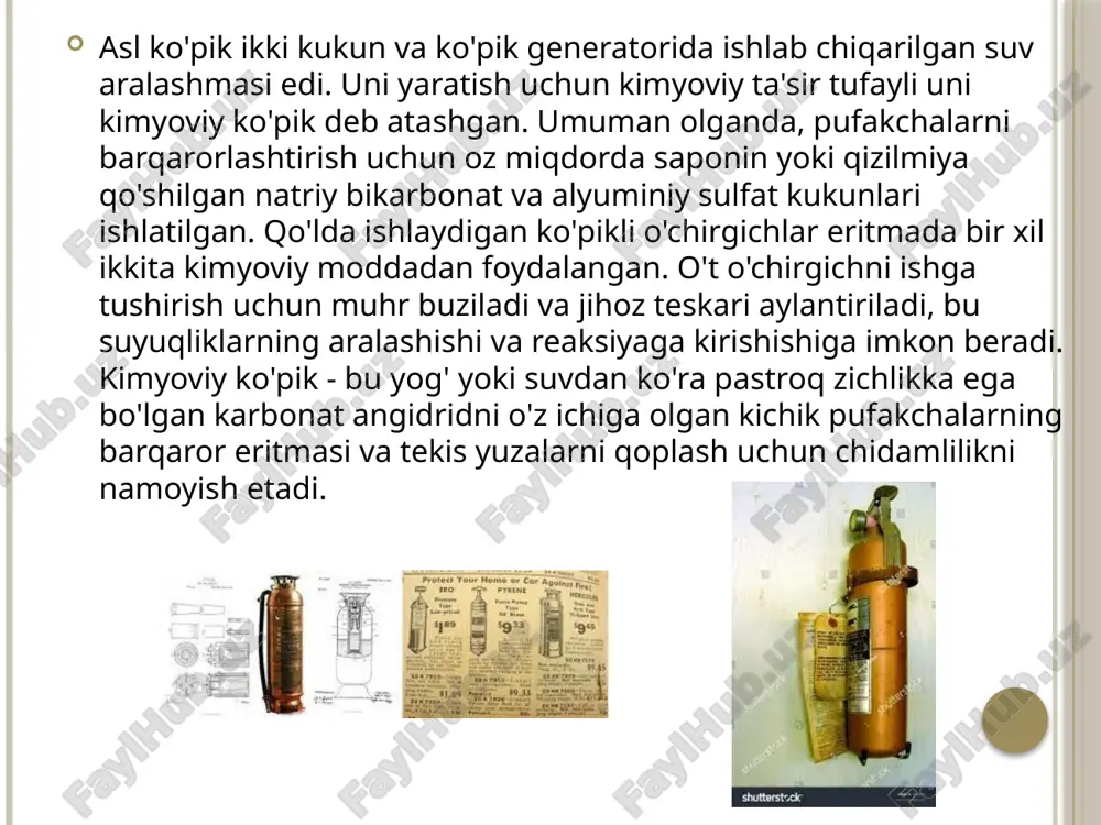 l-ni "uchinchi ming yillik texnologiyalari: atrof-muhitga javob beradigan yong'in o'chirish va sovutish agentini ishlab chiqish va tijoratga joriy etish" deb ta'riflagan. ishlab chiqaruvchi baum's castorine bilan kelishmovchilik natijasida baum ushbu formulani novacool uef nomi bilan rebrending qildi va 2008 yildan beri ushbu mahsulotni shu nom ostida sotmoqda. 2002 yilda frantsuz yong'inga qarshi ko'pik ishlab chiqaruvchi, ekologik toza ko'piklar bo'yicha shaffof bioex bozorga birinchi ftorsiz ko'pikni (ecopol) chiqardi. ko'pikli konsentrat b sinfidagi uglevodorod va qutbli erituvchi yong'inlarida, shuningdek, a sinfidagi yong'inlarda yuqori samarali. ularning ekologik muammosi o'z mijozlarini 100% ftorsiz va samarali ekanligi isbotlangan yangi avlod yashil mahsulotlarini tanlashga ishontirish edi. 2010 yilda frantsiyaning orchidee international kompaniyasi birinchi bo'lib ffhpf ni ishlab chiqdi, bu eng yuqori samarali ftorsiz ko'pikdir. ko'pik 97% parchalanish darajasiga erishdi va hozirda orchidee international tomonidan "blufoam" brendi ostida sotiladi. ko'pik uglevodorod va qutbli erituvchi olovda ham 3% da ishlatiladi. etiboringiz uchun raxmat ! image2.png image3.png image4.png image5.png …