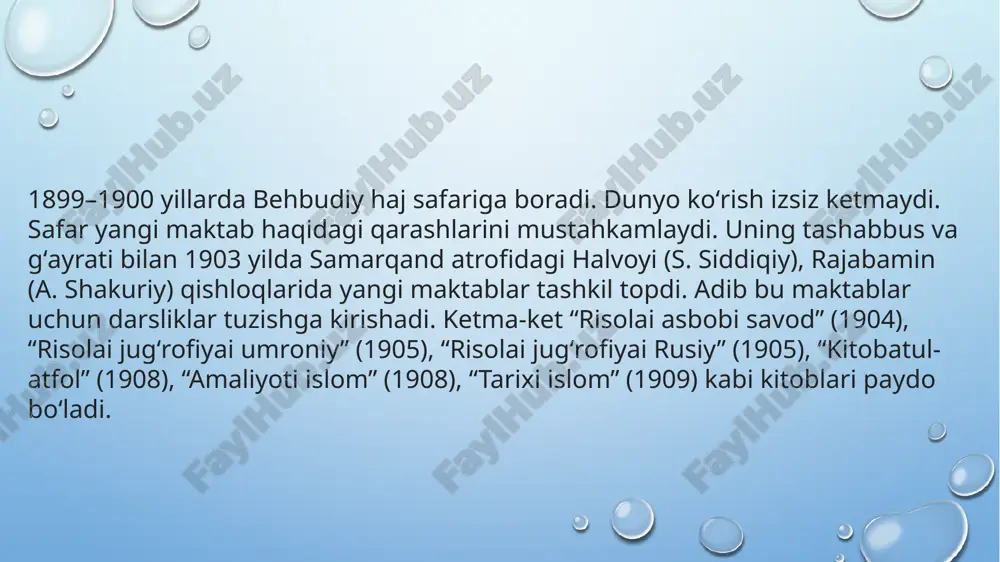 nboshi. „yoshlik“ jurnali, 1990-yil, 1-son. aliev a. mahmudxoʻja behbudiy. t., 1994. www.ziyonet.uz www.wikipedia.uz e`tiboringiz uchun rahmat 😊 image3.png image4.jpeg image5.png image1.png /docprops/thumbnail.jpeg