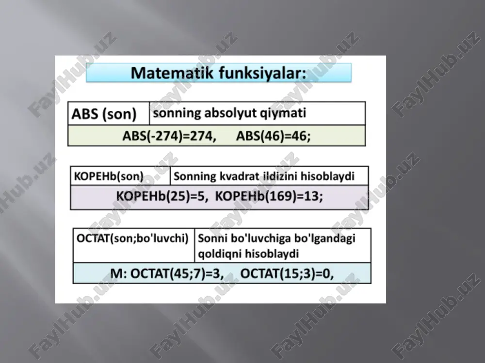matnli funksiyalar excel dasturida - Page 4